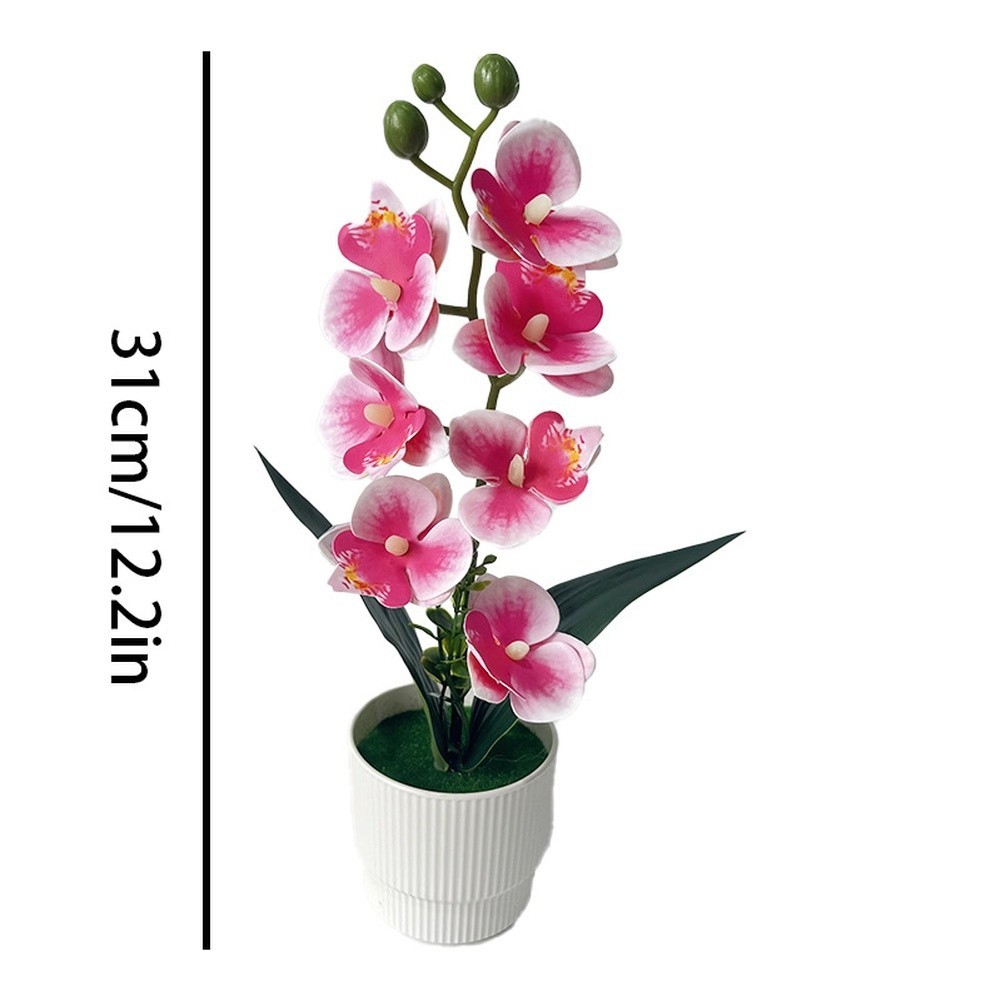 Artificial Butterfly Orchid in Pot 31cm Tall for Home Office Indoor Shelf Decor