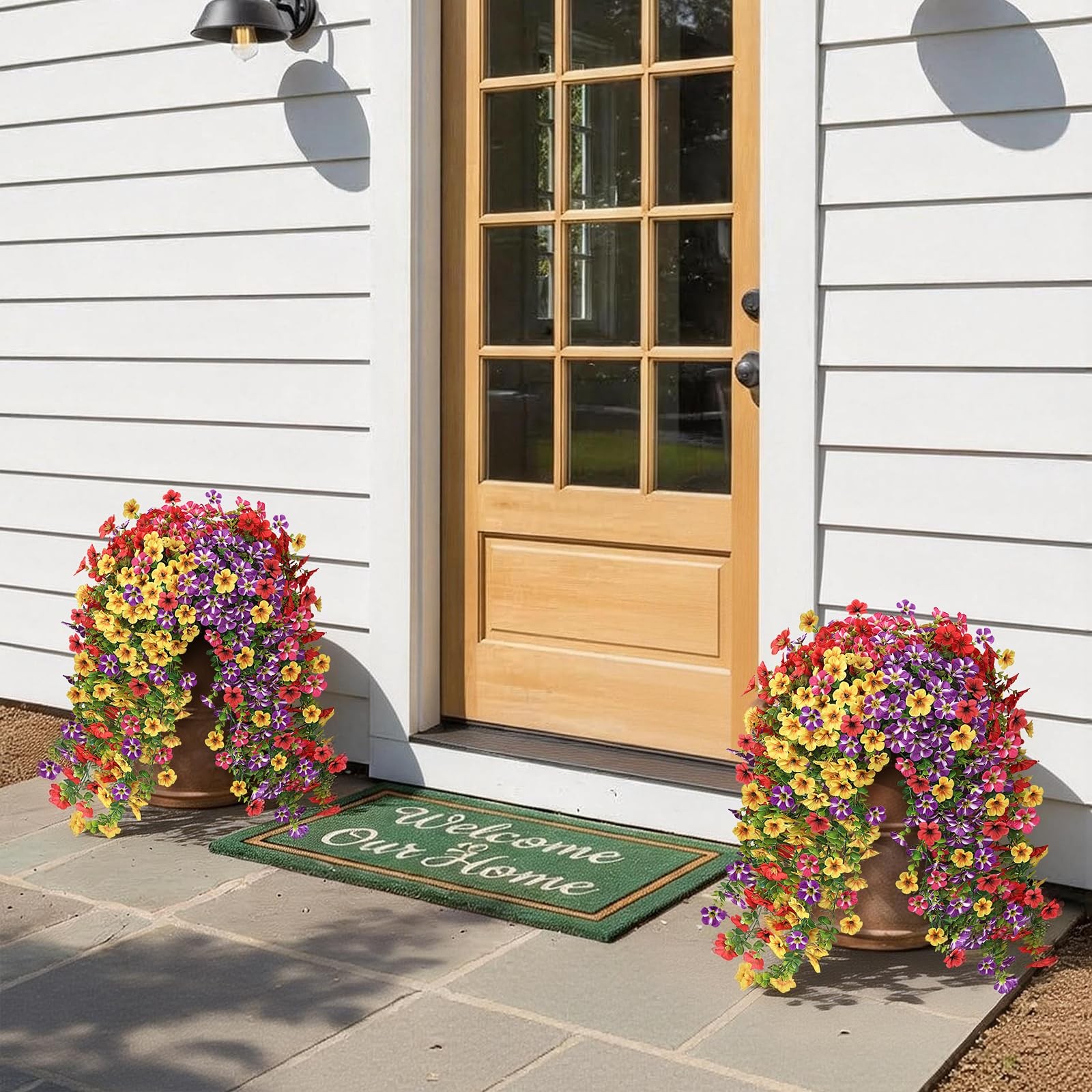 4 Bundles Artificial Hanging Morning Glory Flowers for Outdoor Realistic Hanging