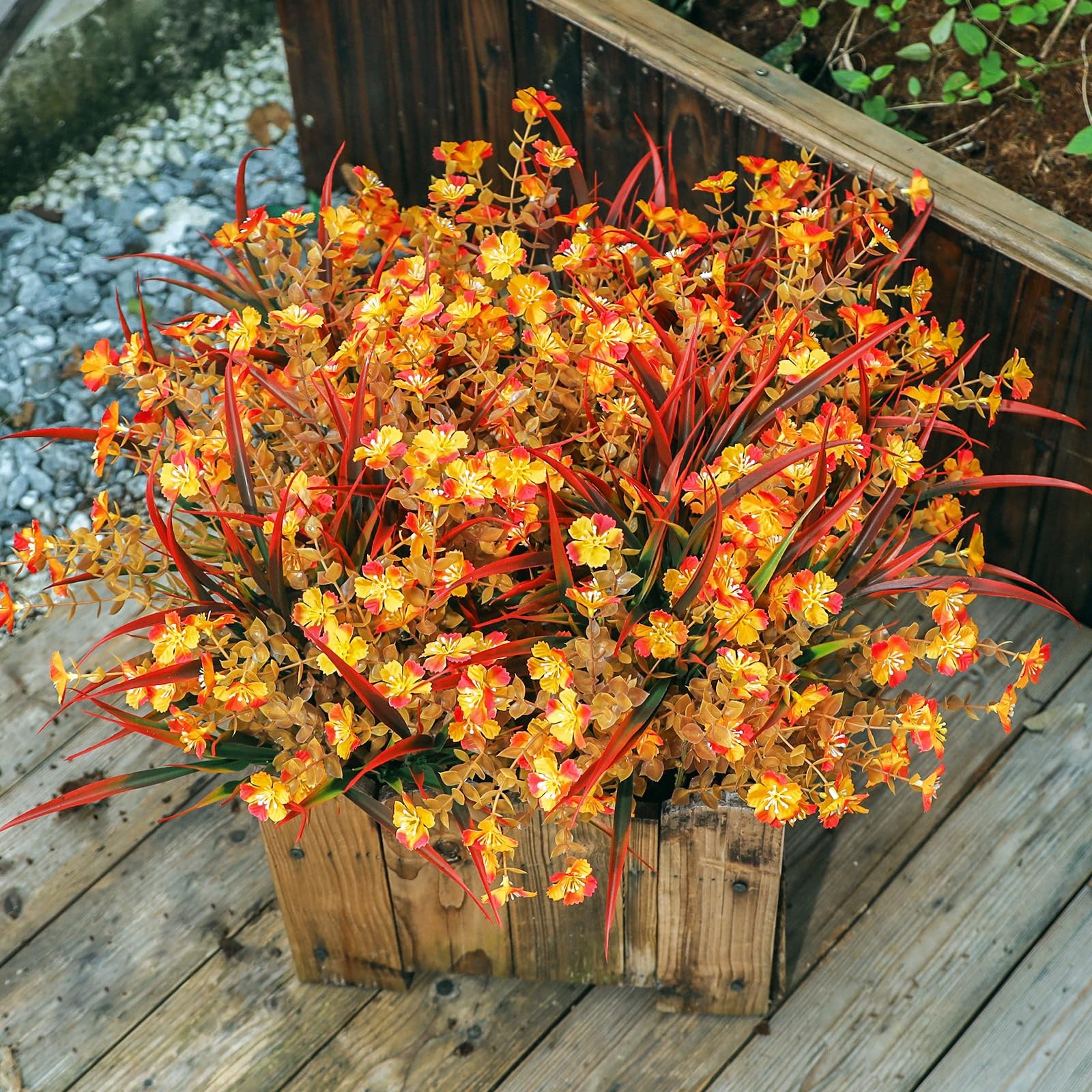 Artificial Fall Flowers Faux Mums, Autumn Outdoor Indoor Decor, Fake Daisy Pl…