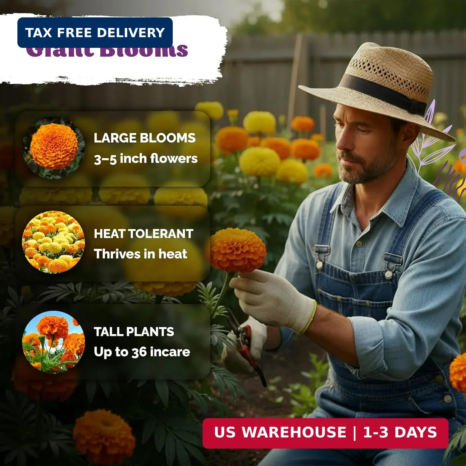 KVITER 500 Cracker Jack Marigold Seeds (Tagetes Erecta) – African Marigold, Gian
