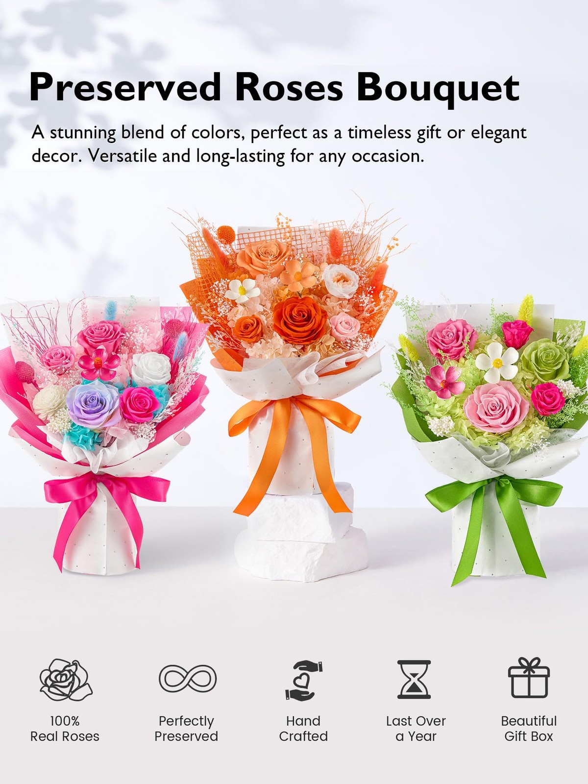 Flowers for Delivery Prime, Mother’s Day Forever Flowers Bouquet, Preserved H…
