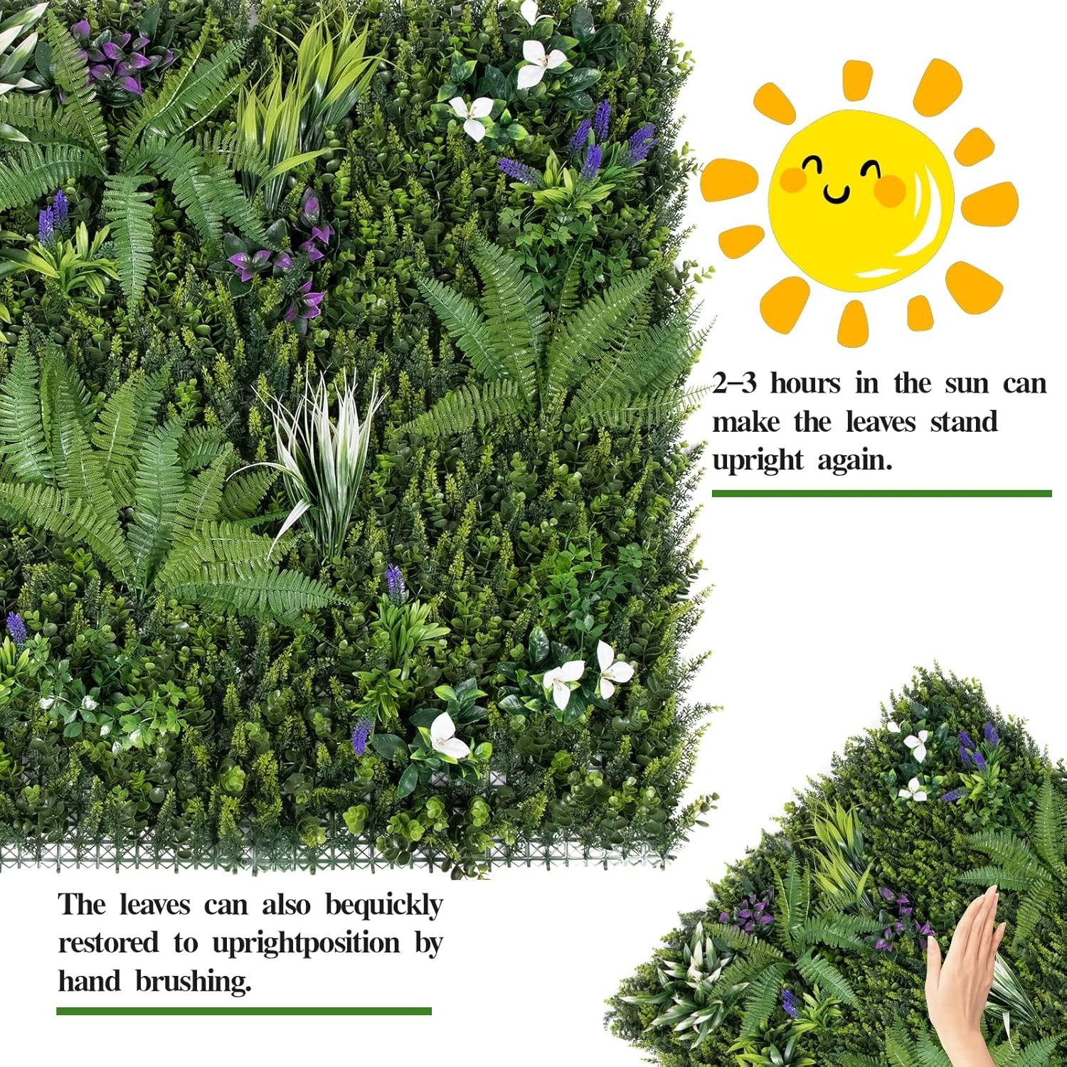 3 Pack 40×40 in Faux Greenery UV Resistant Privacy Fence Screen Hedge Wall Panel
