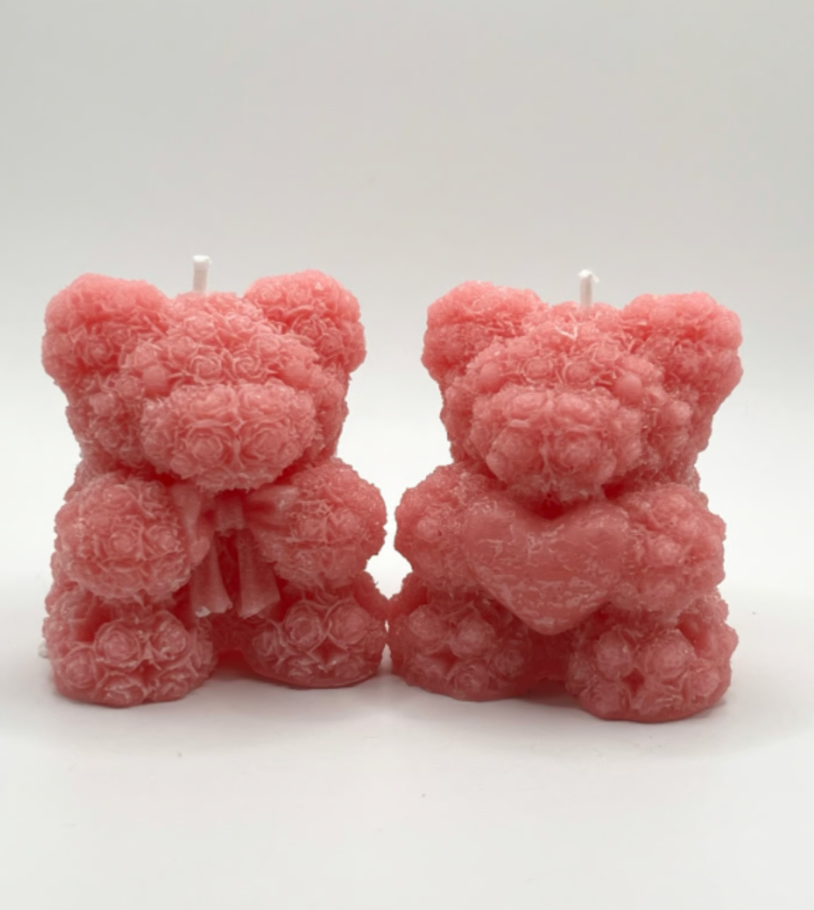 2pc Rose Teddy Bear Beeswax Spell Candle Set Love Manifestation Ritual Altar