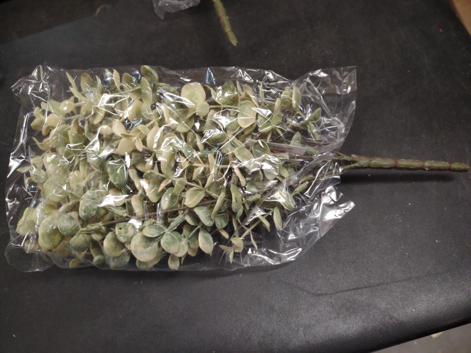 Plastic Spiral Eucalyptus Bush Variegated White & Sage 6 Branch 13″ Baby Euc