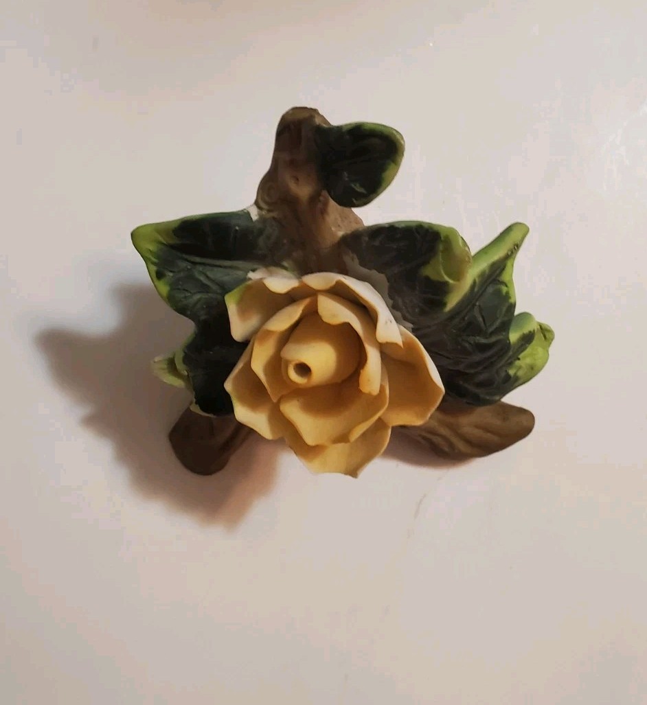 Lefton Yellow Roses On Branches W/ Leaves Rose Pair Flower Decor 13908 Vtg ’99