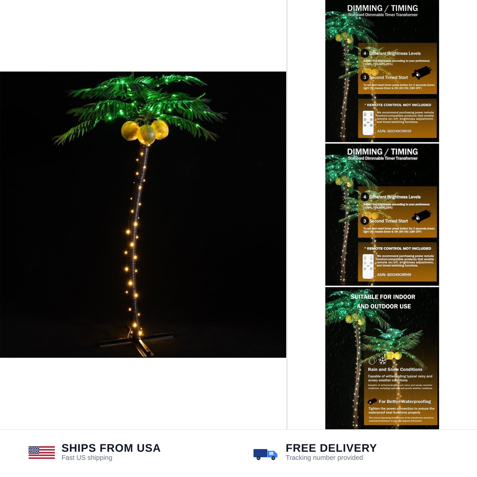 TYBEEU 5ft LED Palm Tree with 136 LEDs, Reinforced Version | Heavy-Duty Base …