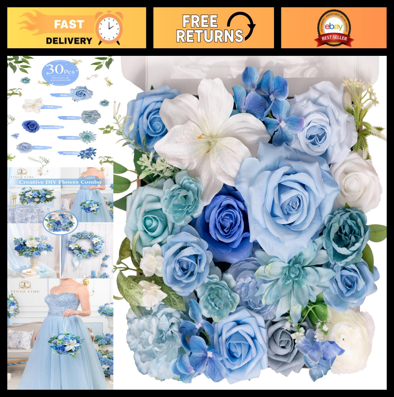 Artificial Flower Combo for DIY Wedding Bouquets, Centerpieces & Home Decor