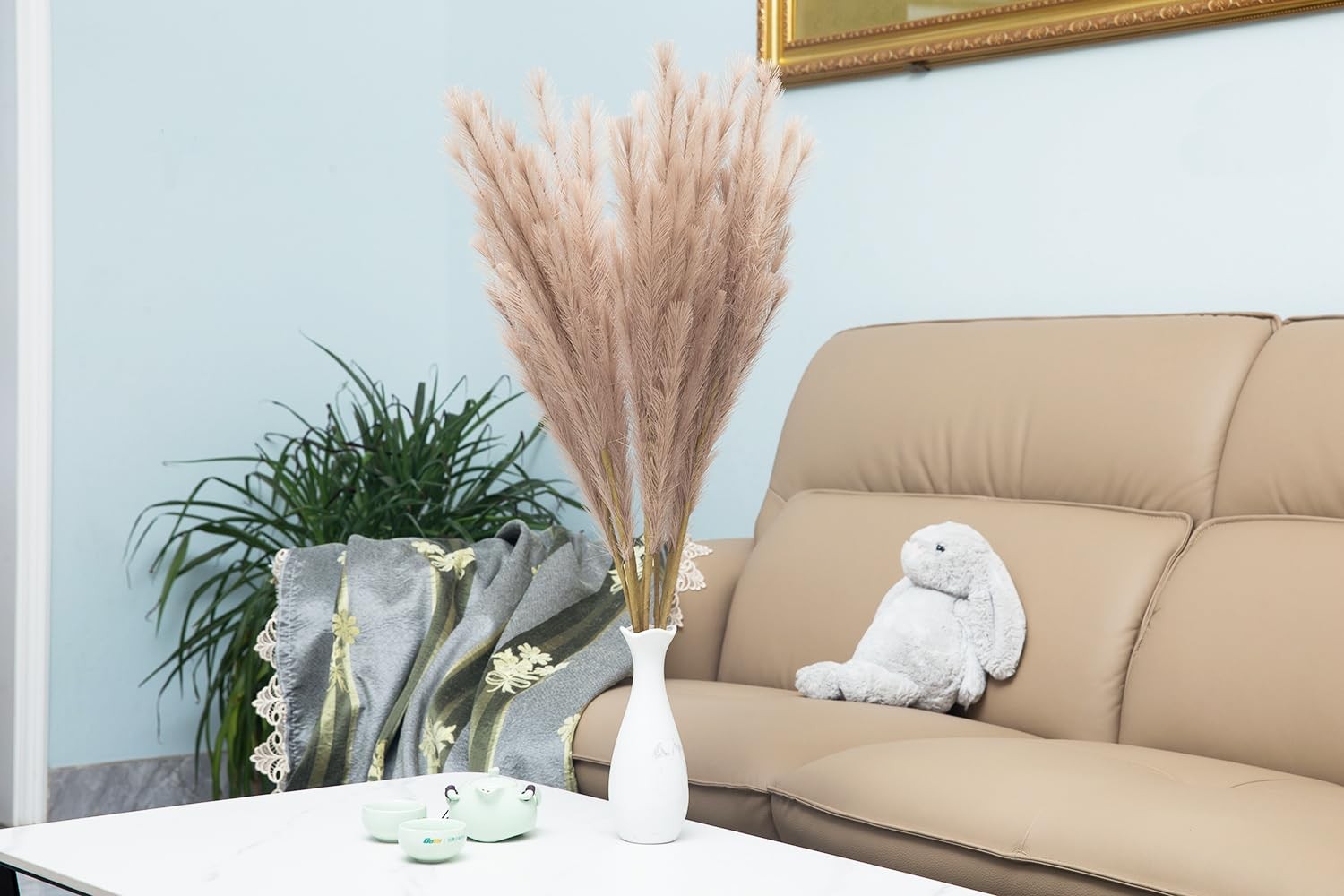 Faux Pampas Grass 8 PCS 30″/76cm Dried Fluffy Artificial Flowers Ascendant Gr…