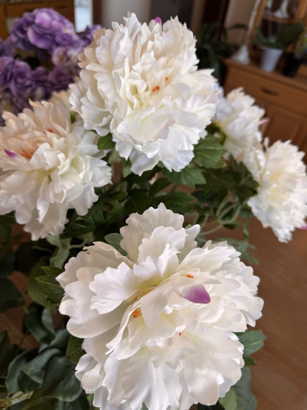 New Indoor/ Outdoor White Peony Deluxe Urn Filler by Valerie