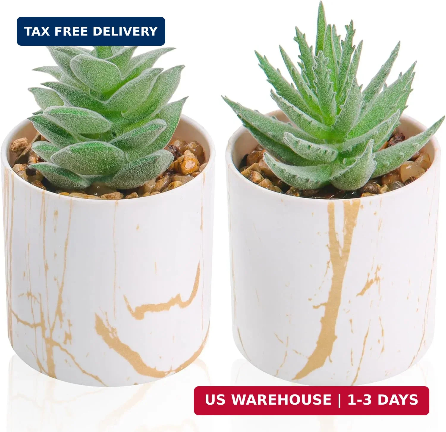 Der Rose Set of 2 Succulents Plants Artificial Mini Fake Succulents Plants for H