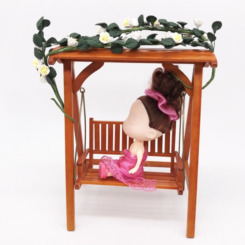 1/12 Miniature Flower Vine Realistic Artificial Rose Flower Garden Scene Display