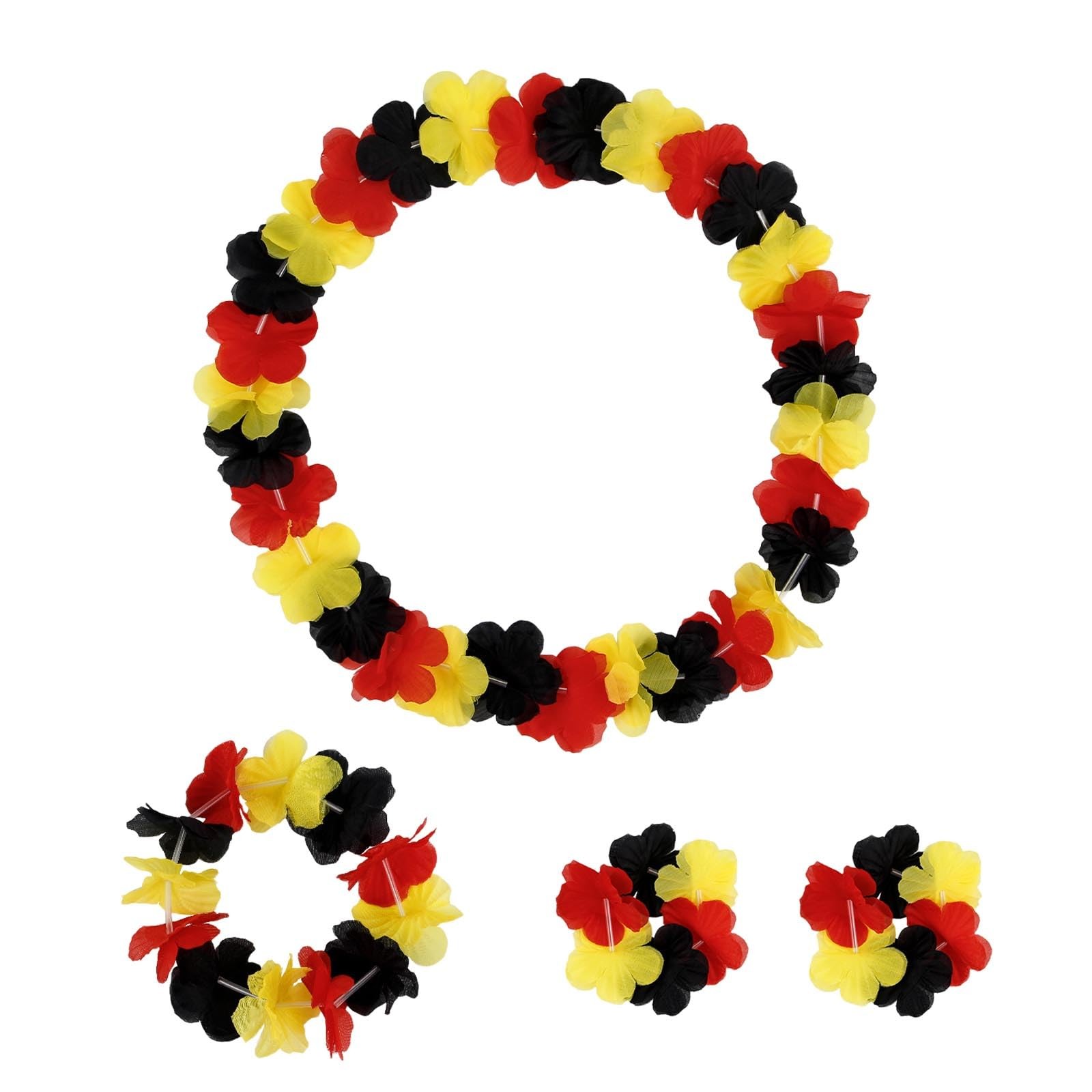 4Pack Flag Flower Leis Patriotic Flower Lei for 4th of July,Red Black and Yel…
