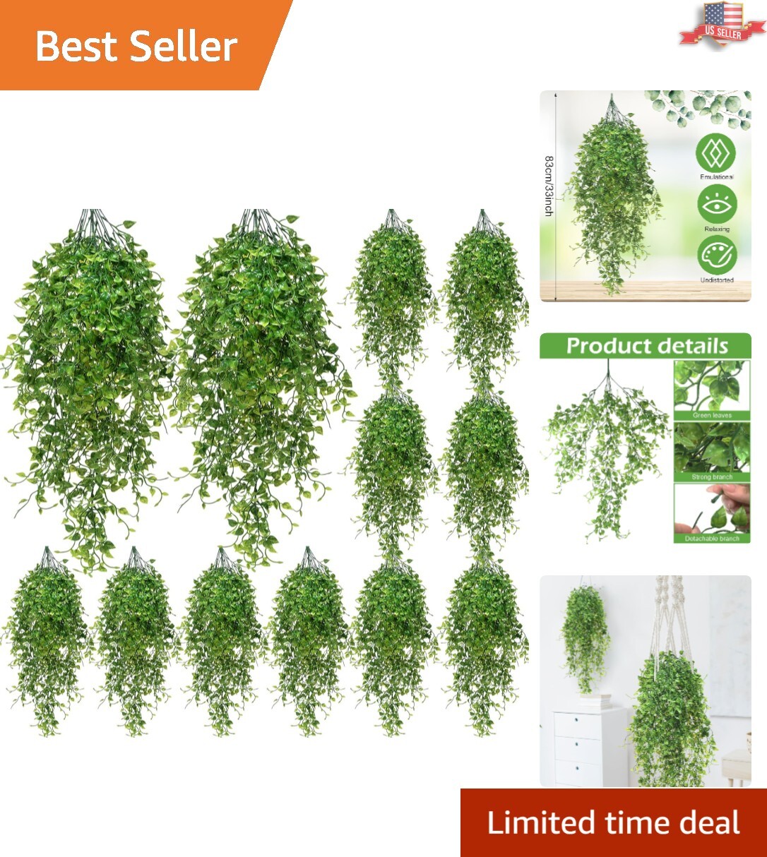 Versatile 33-Inch Fake Ivy Vines – Quality Leaves for Indoor Outdoor Decoration