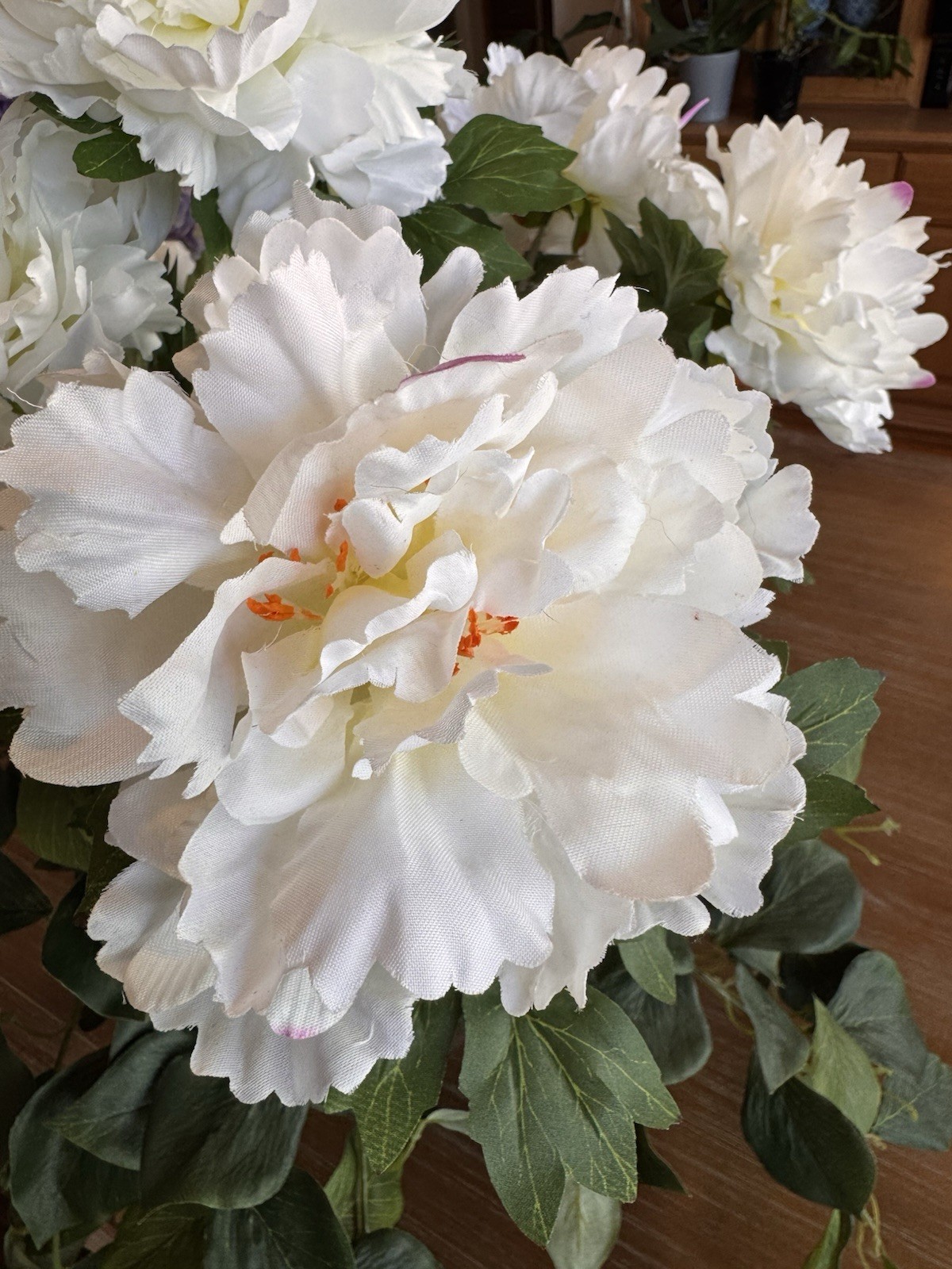New Indoor/ Outdoor White Peony Deluxe Urn Filler by Valerie