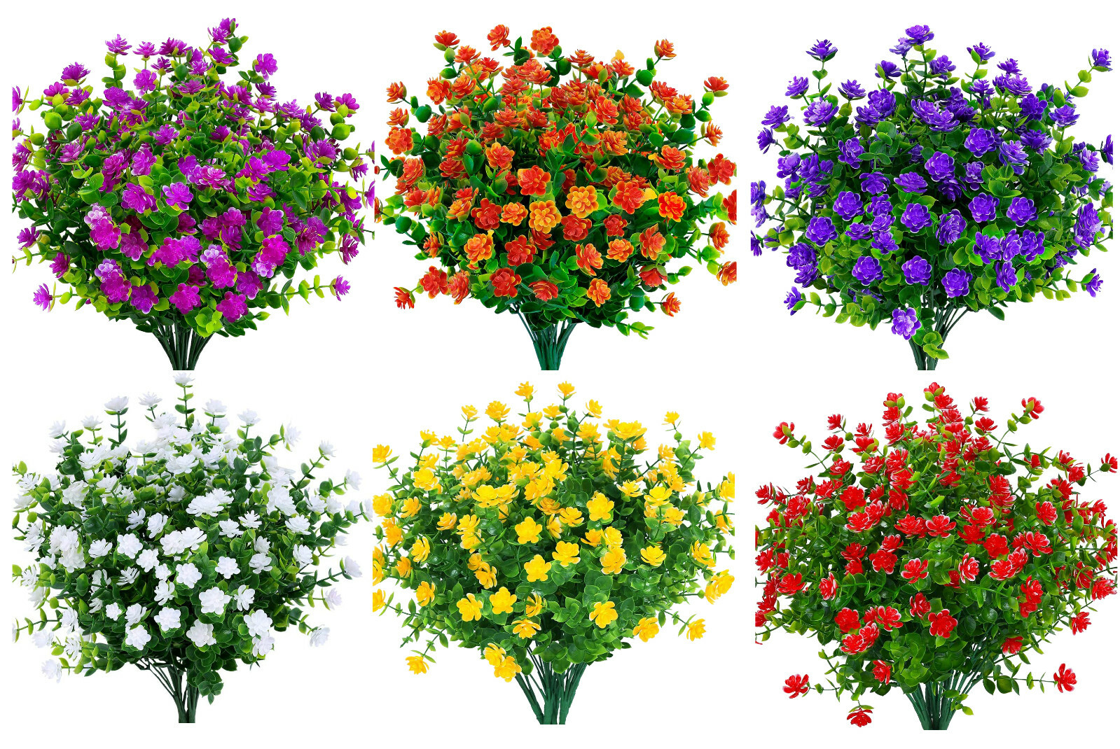 Artificial Flowers Fake Outdoor UV Resistant Boxwood Plants Shrubs Decor 4 Pack