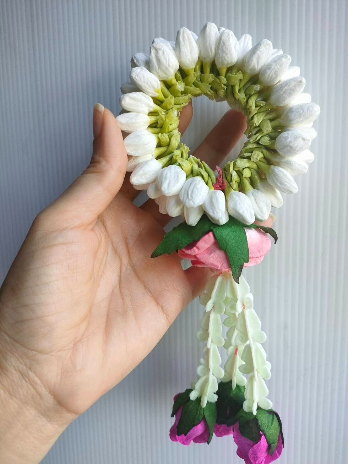 Garland Artificial Jasmine flowers Tissue Paper Fragrant Glue White Round Ubamal