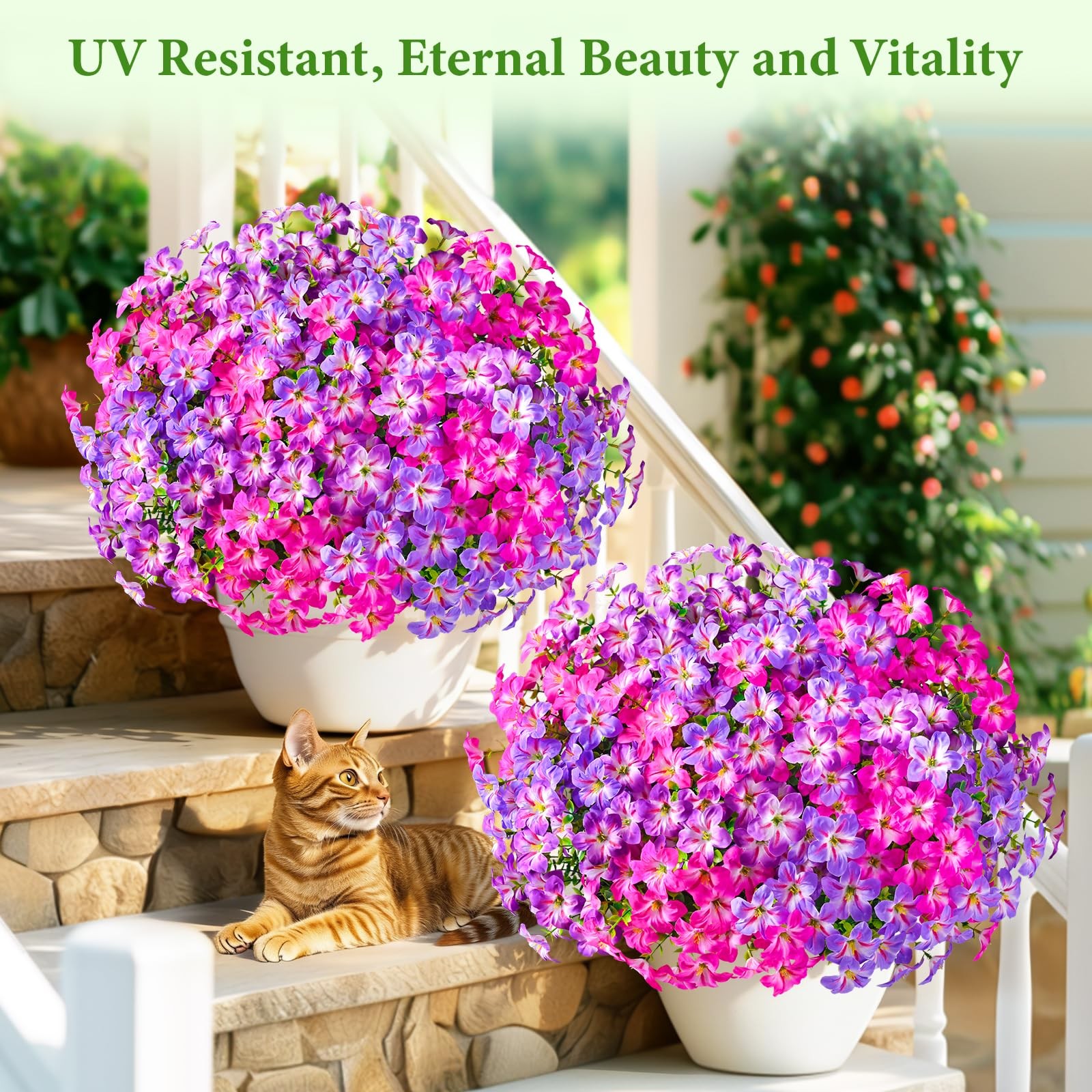 12 Bundles Look Real Artificial Flowers for Outdoors, Realistic Fake Outdoor …