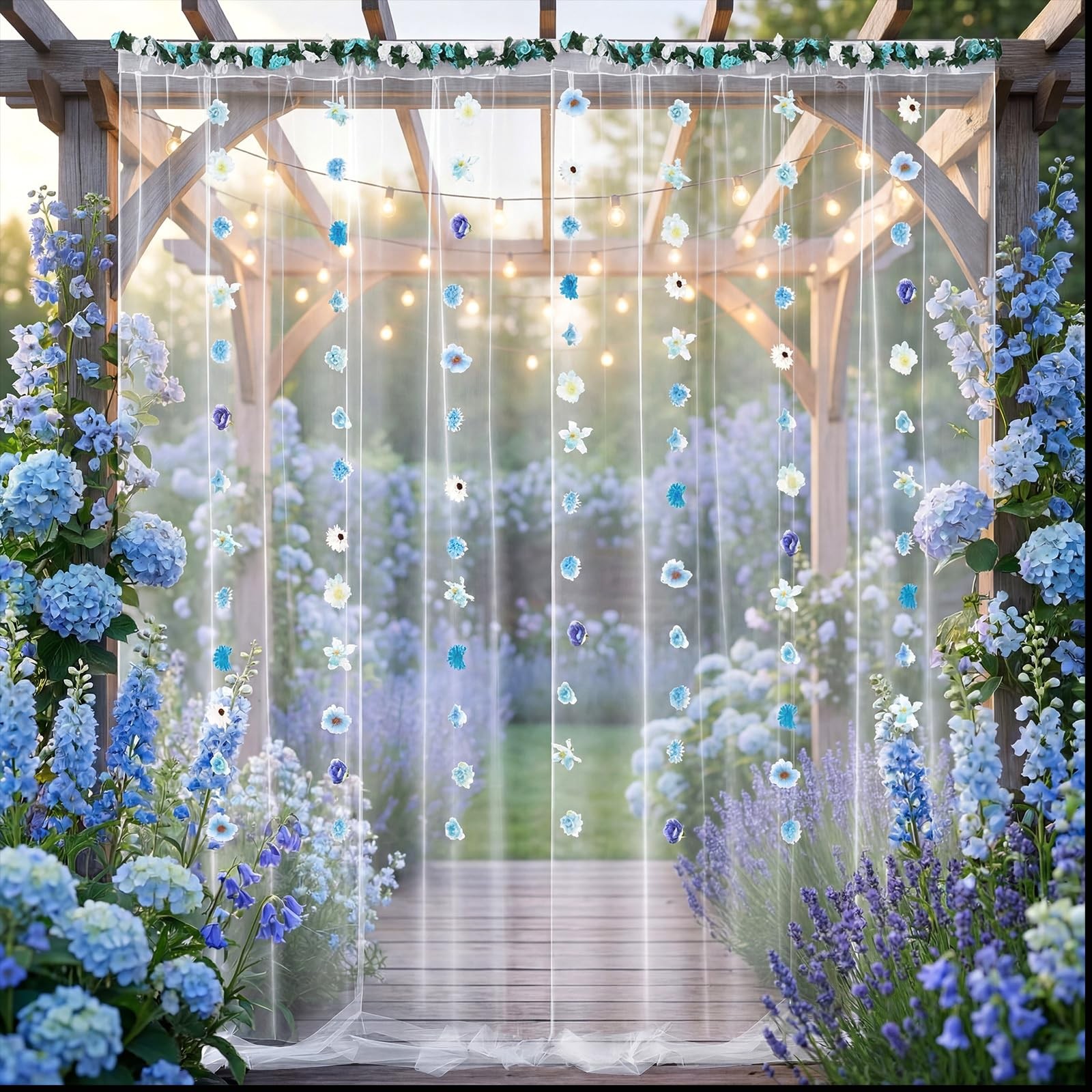 63 Pcs Flower Garland for Backdrop 2pcs 9.84 x 4.92 ft White Tulle Backdrop 1…