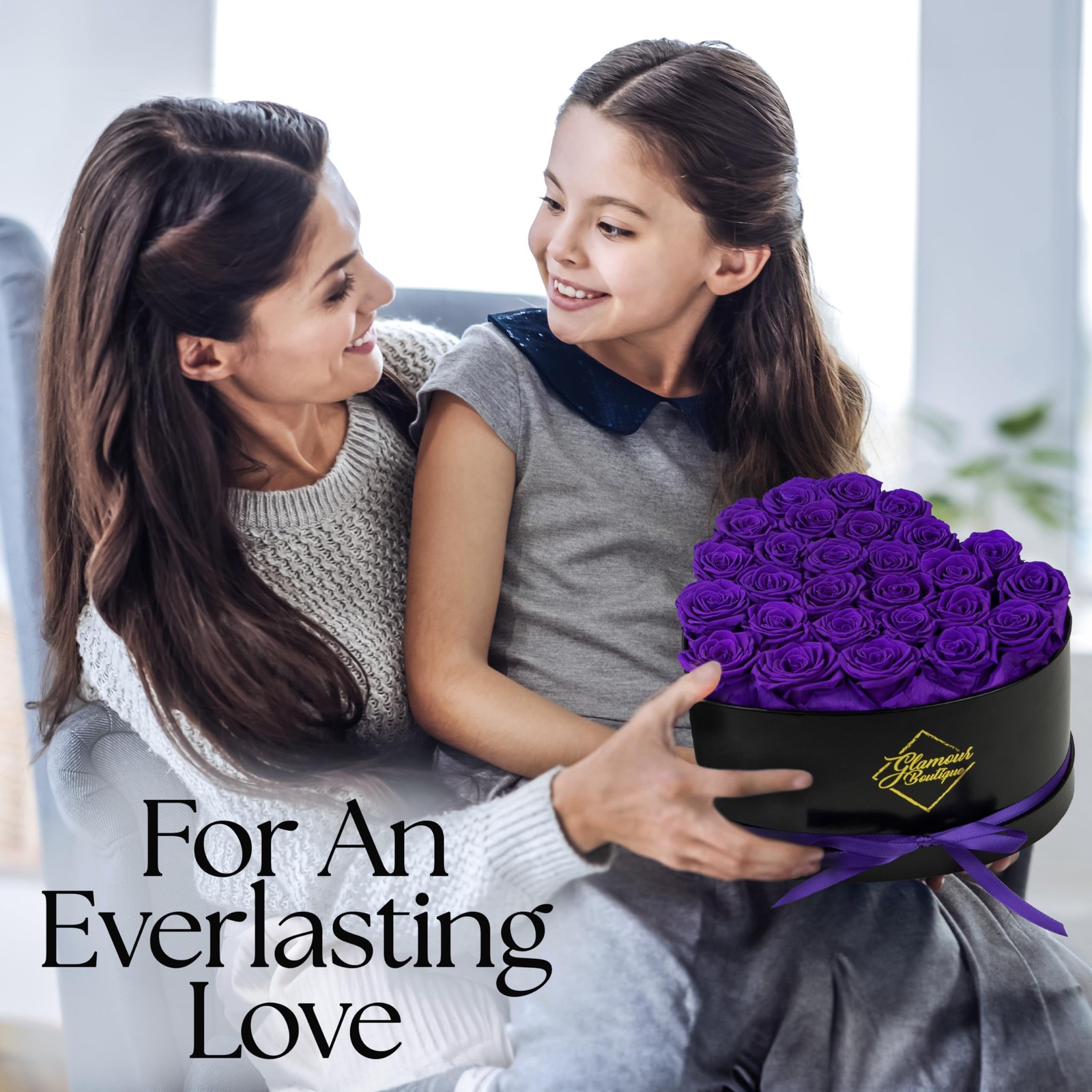 27 Flower Forever Heart Shape Box, Mothers Day Gift For Mom, Eternal Preserve…