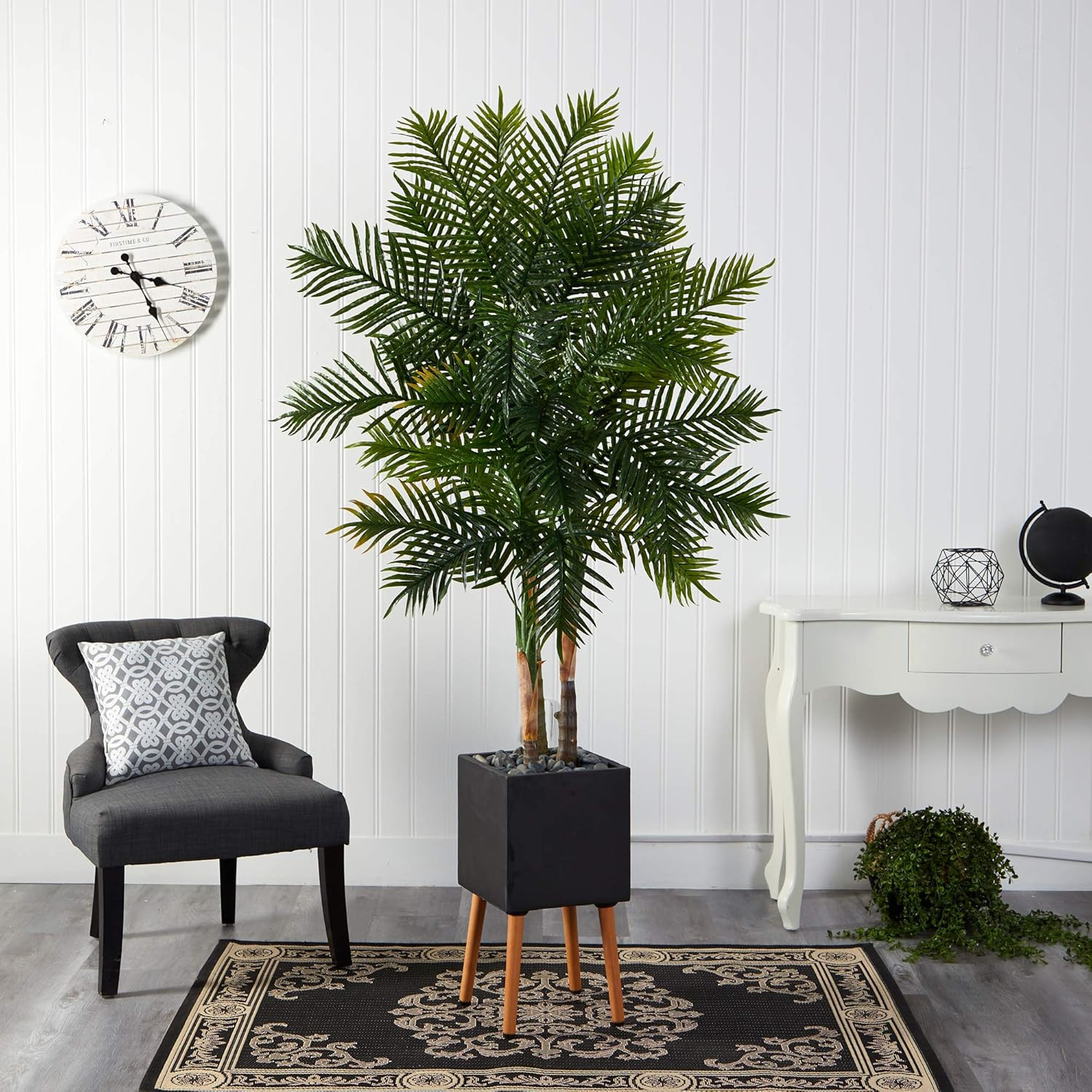 70″ Areca Palm Artificial Tree in Stylish Black Planter with Stand