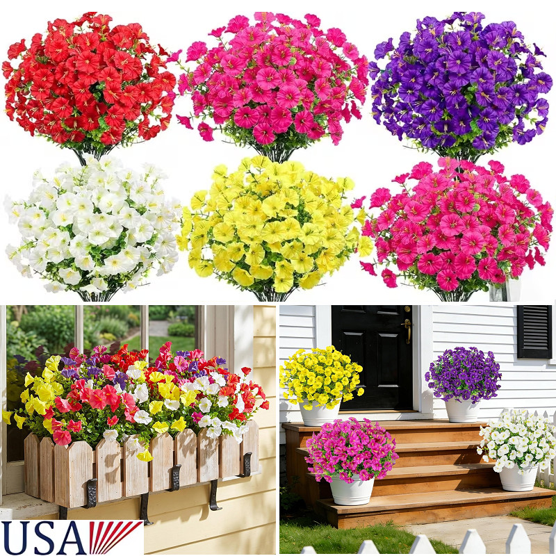 10Pcs Bundles Look Real Artificial Flowers for Outdoors, Realistic Fake Outdoor