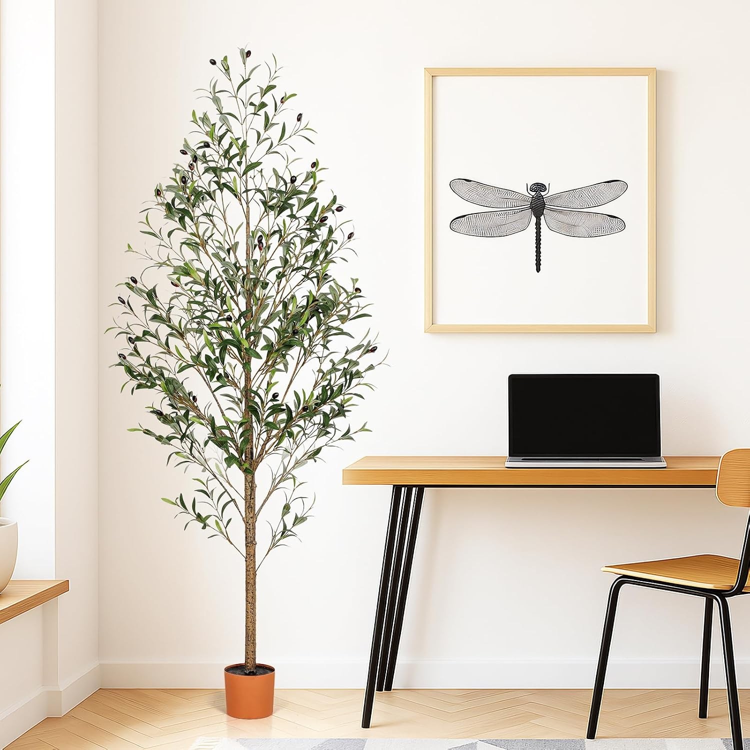 7FT Artificial Olive Tree Indoor Tall Realistic Faux Olive Tree with Plastic