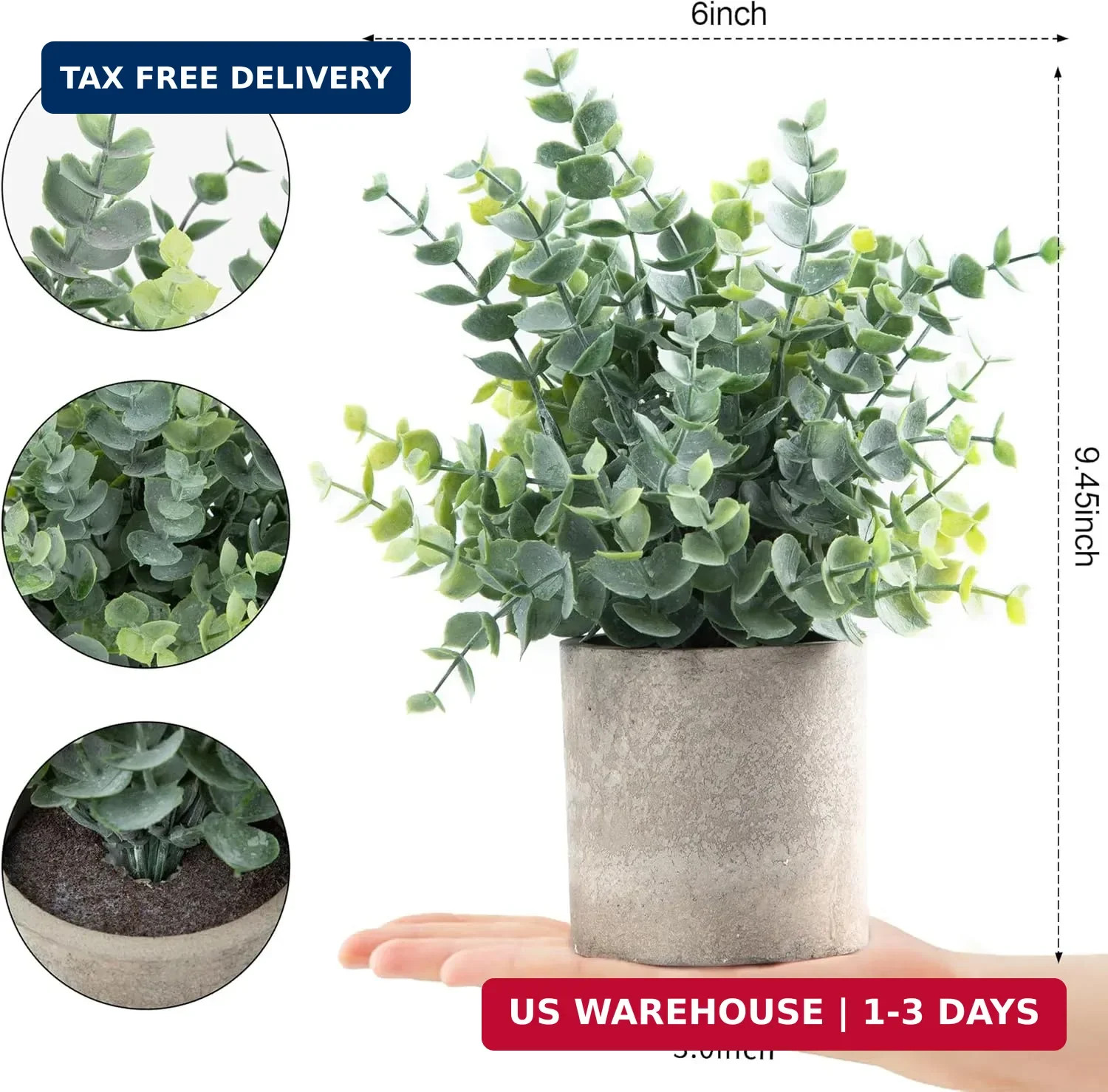 Coferset 2 Pack Small Fake Plants Eucalyptus Potted,Sage Green | Small Space Art