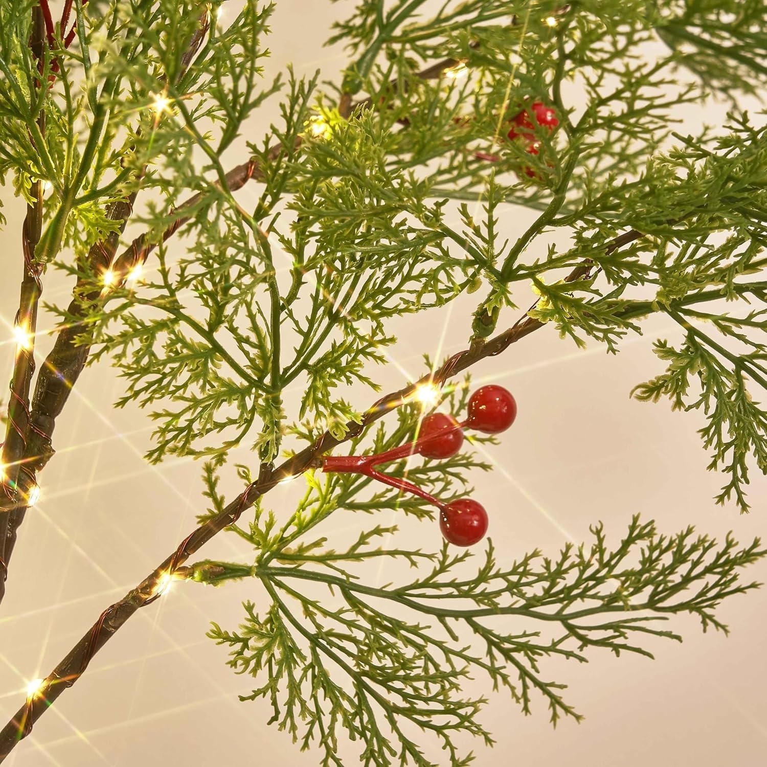 Lighted Brown Branches Cedar 32 Inch 60 LED Timer Battery Home Decor Lights