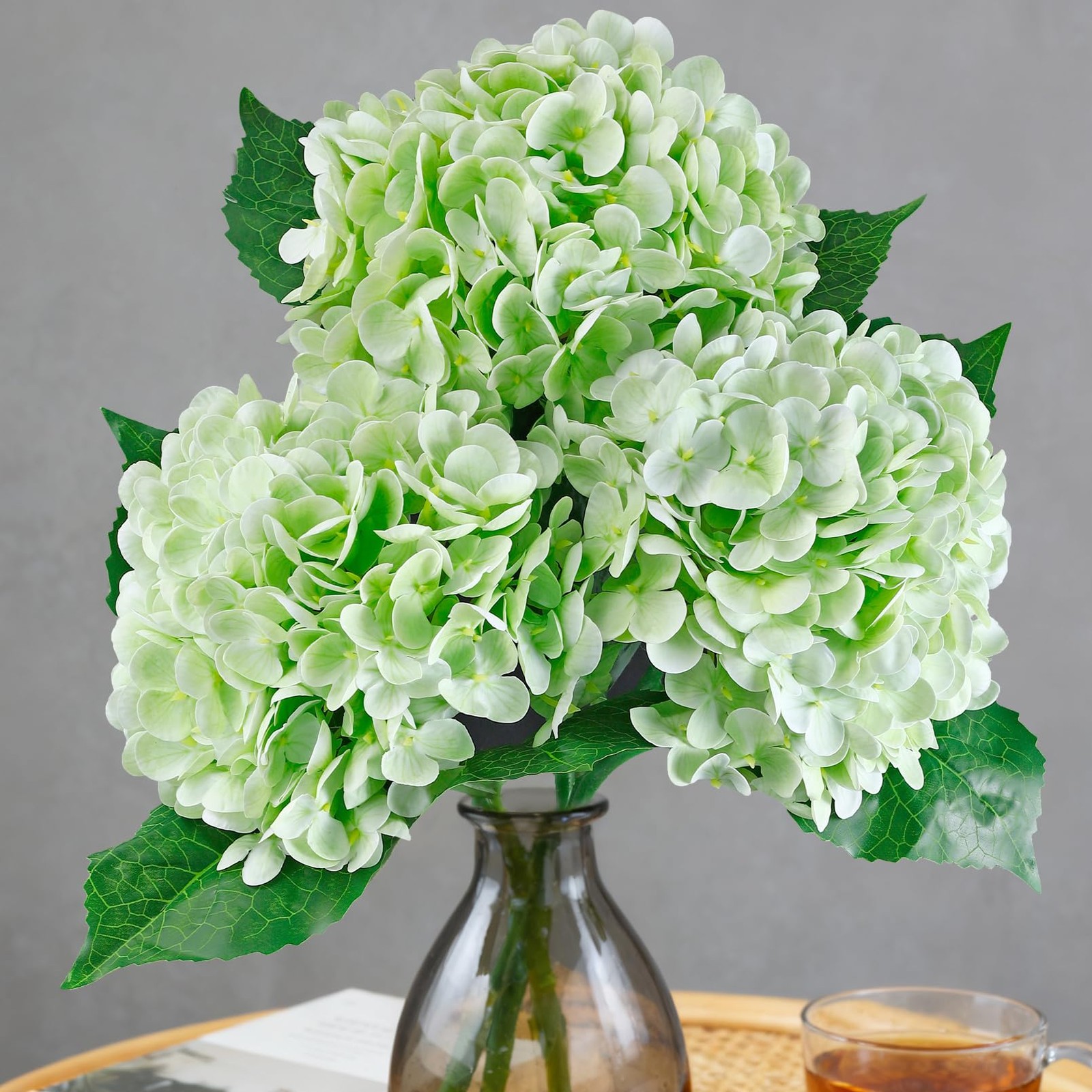 3 Pcs Real Touch Artificial Hydrangeas, 21″ Full Latex Faux Hydrangea Flowers…