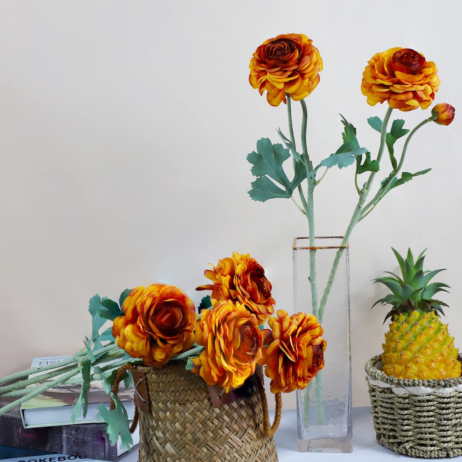 Artificial Flowers Ranunculus Long Stem Buttercup Silk Flowers 6 pcs for Home…