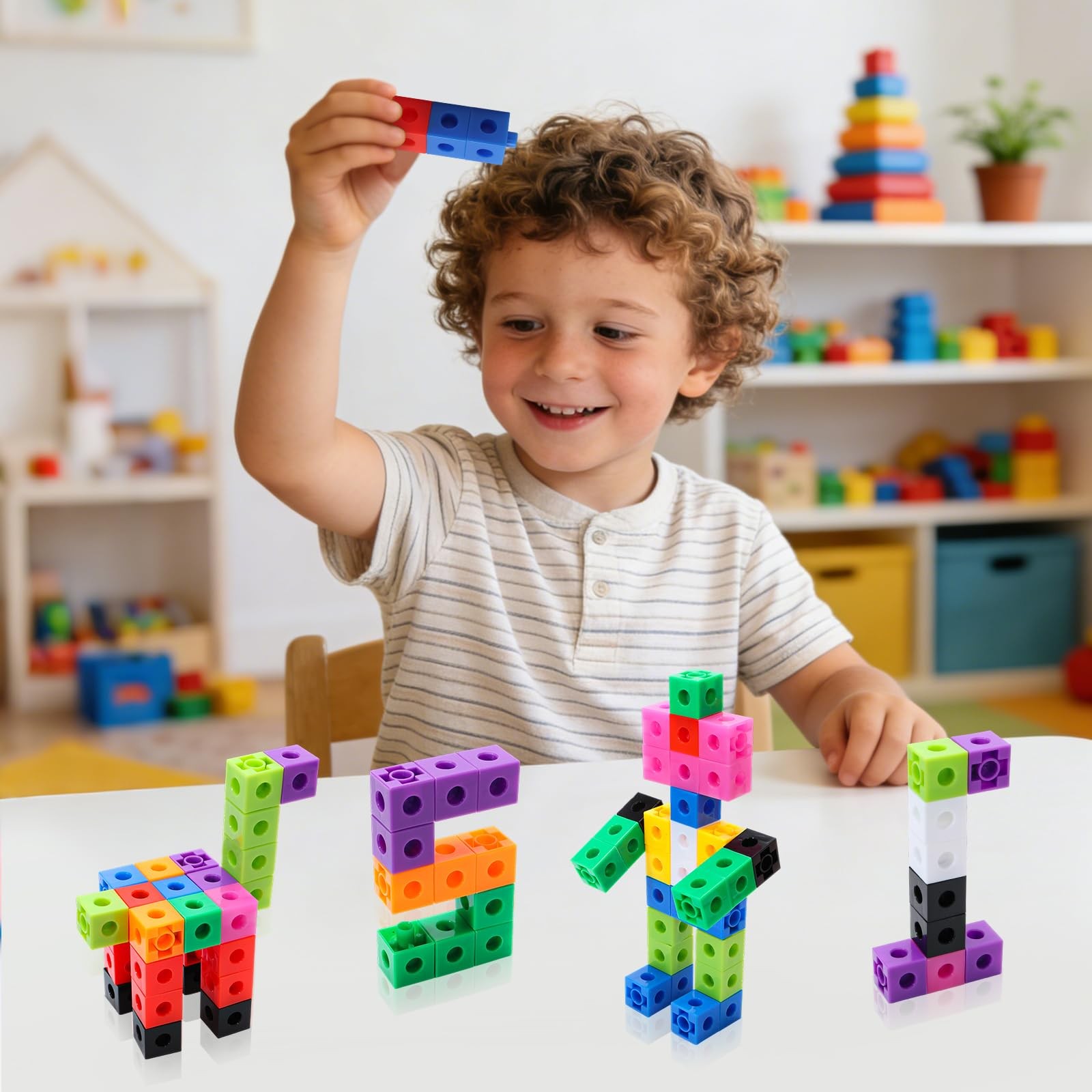 100 Pcs Math Linking Cubes – 10 Colors Connecting Counting Multicolor