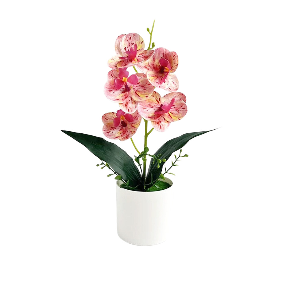5 Flower Artificial Phalaenopsis Orchid Potted Plant for Wedding Home Decor