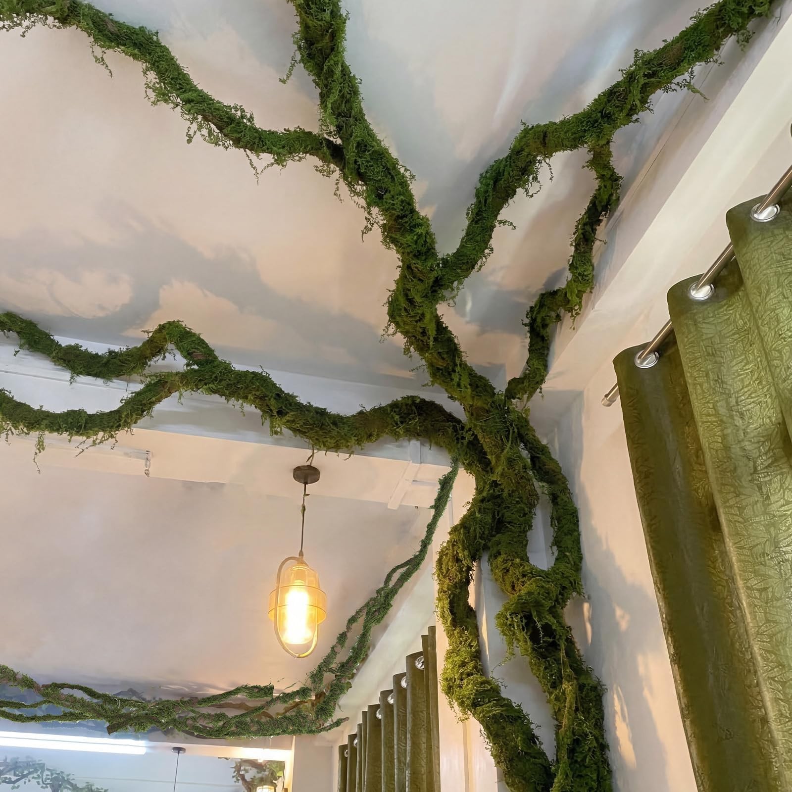 1 Pcs 196in Large Bendable Artificial Tree Branches with Moss Enchanted Fores…