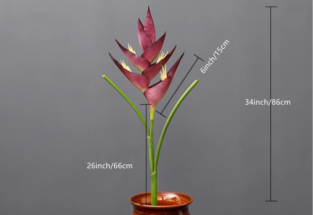 34 in/86cm Large Bird of Paradise Heliconia Stem Artificial Flowers,7 Petals …