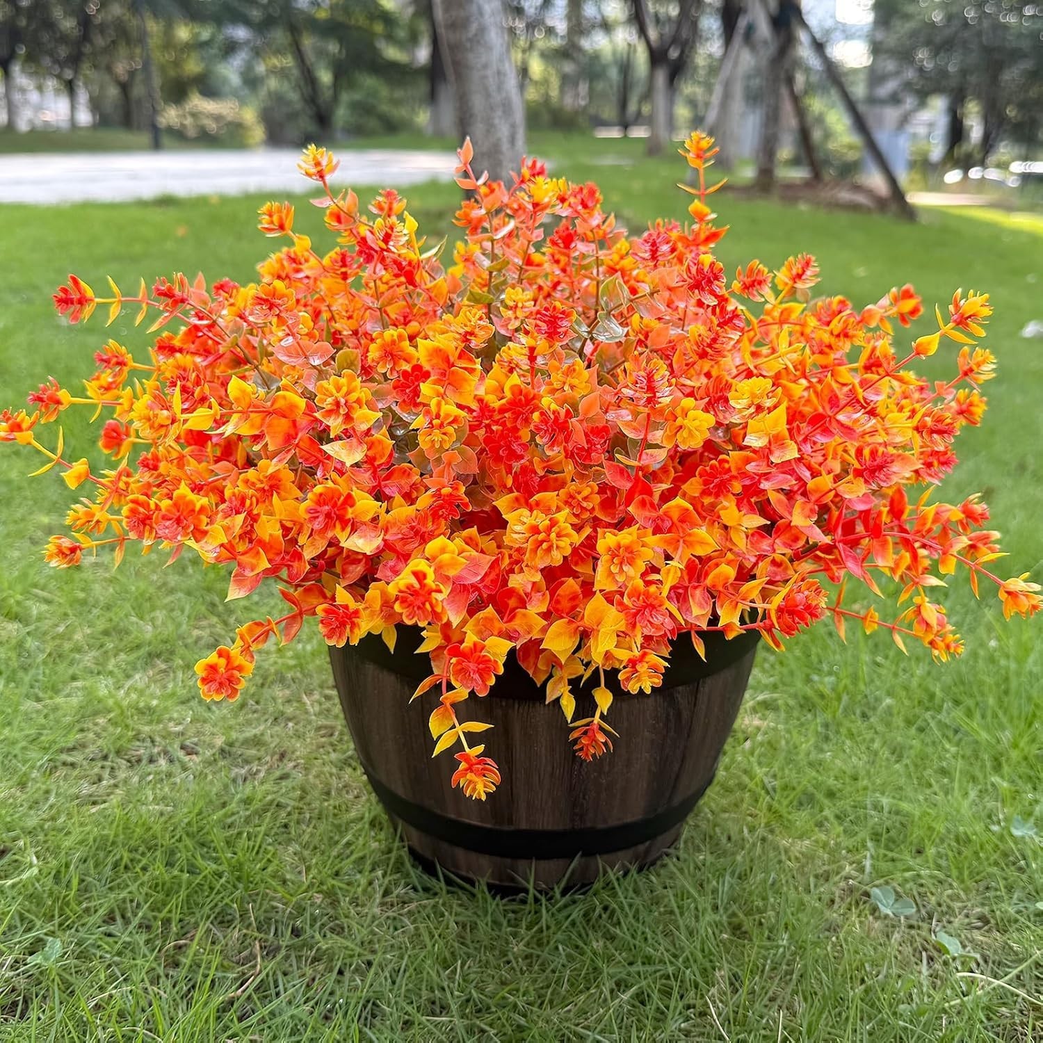 16 Bundles Artificial Flowers UV Resistant Fall Fake Mums Plants Porch Decor