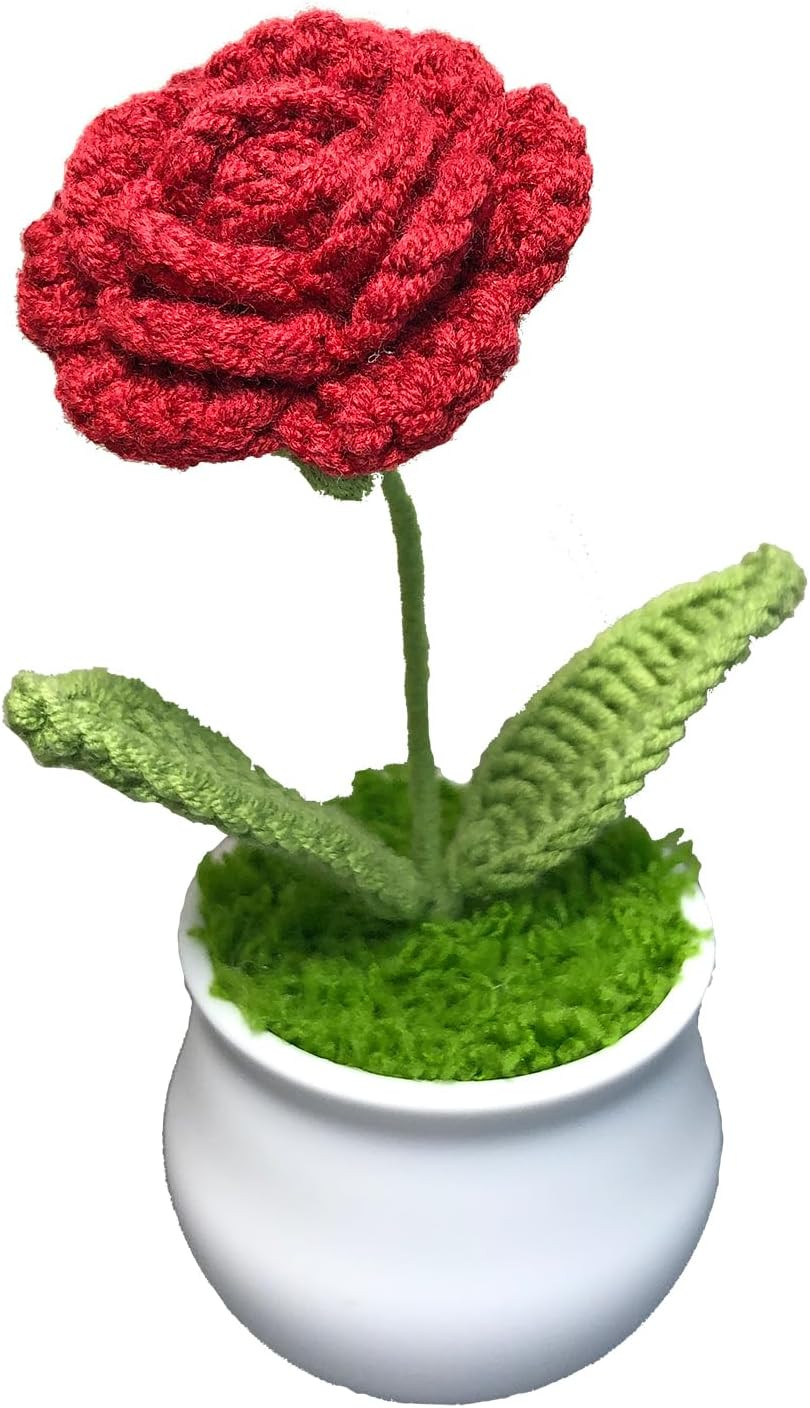 Crochet Flowers Cute Rose Gifts for Girlfriend, Boyfriend Valentines Birthday Gi