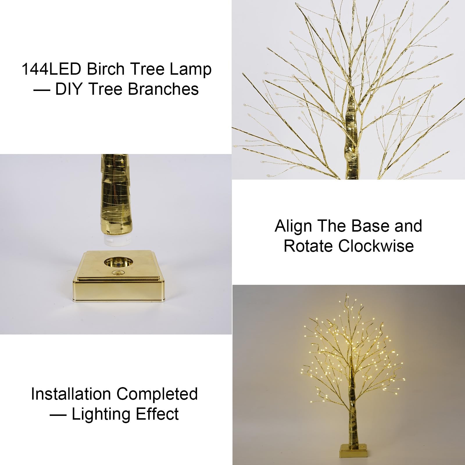 144 Artificial Tree Lamp with Timer, DIY Birch Tree with Lights, Lighted up T…