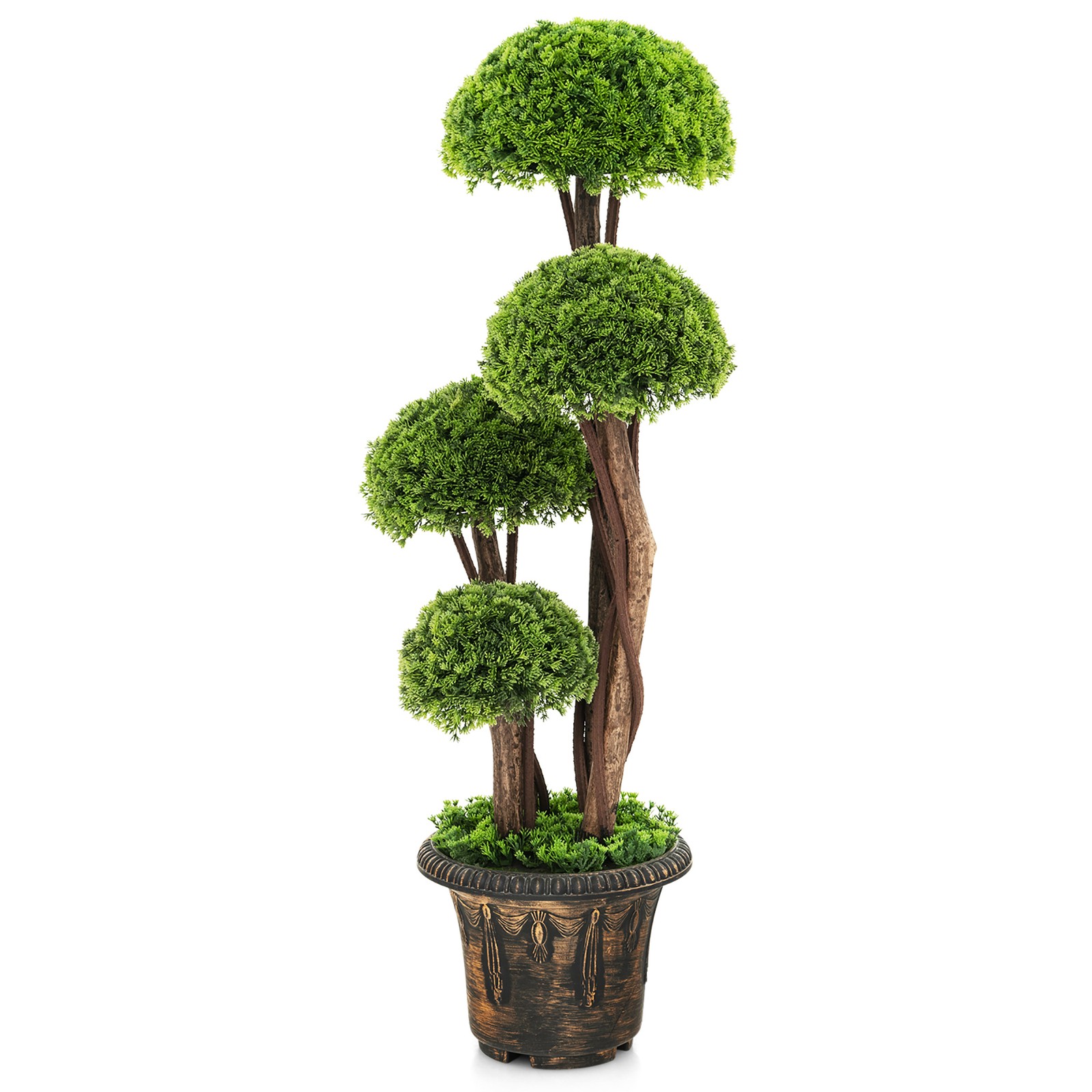 3FT Artificial Tree Fake Cedar Tree Faux Cypress Topiary Tree for Indoor Outdoor