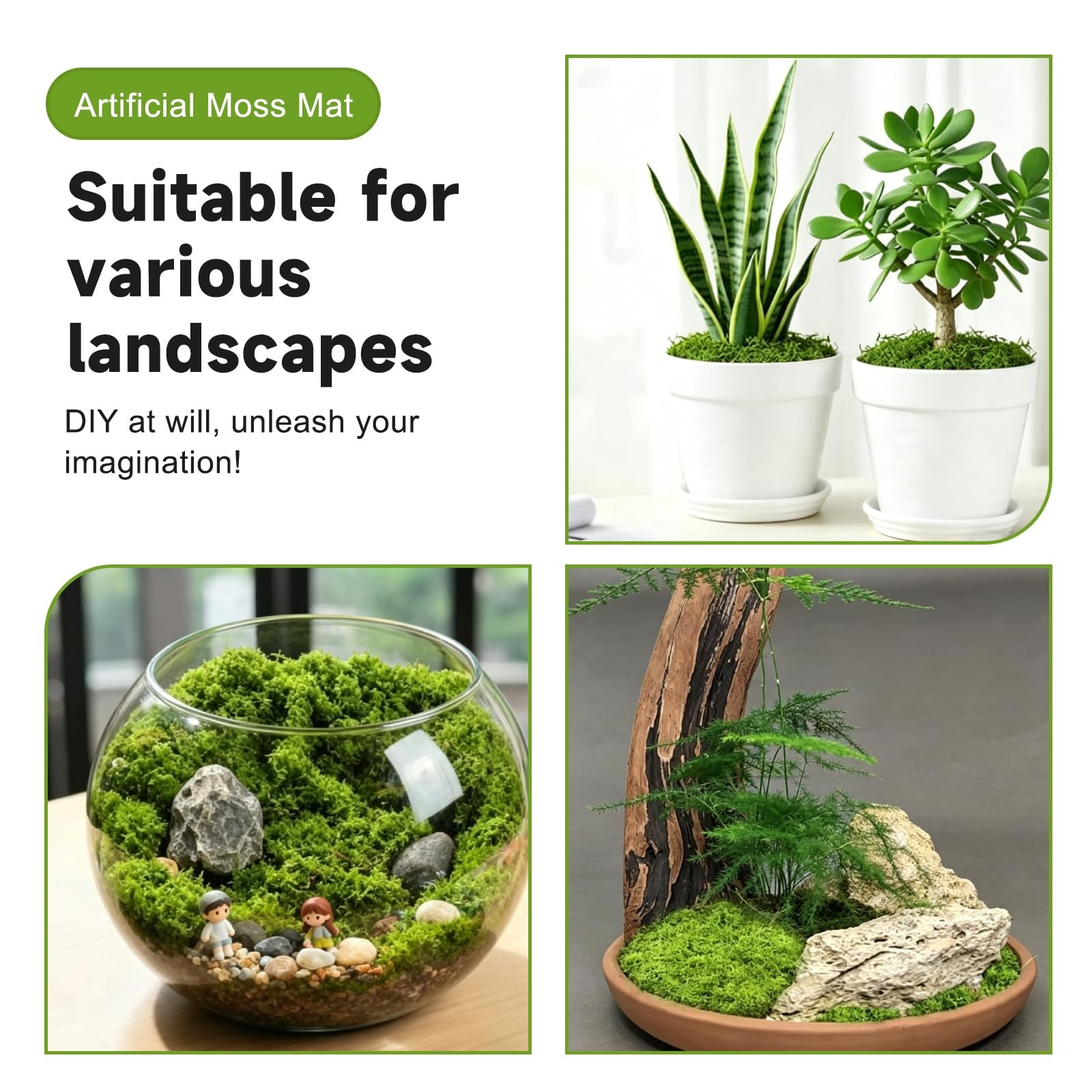 Fake Moss Mat 39″ x 39″ Artificial Moss Rug Indoor Light Green Faux Moss for …