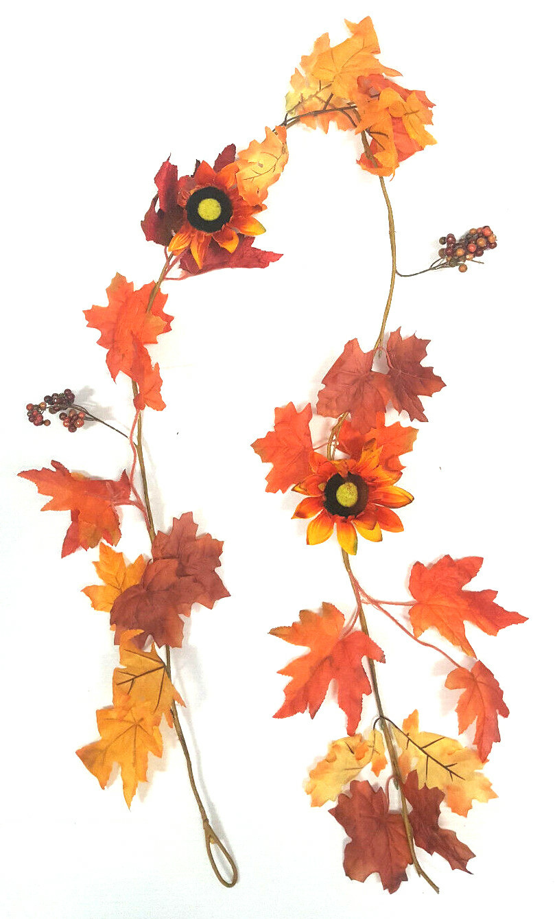 Fall Garland Maple Leaf 6ft Foliage Mantle Vine Door Wall Decor Autumn Halloween