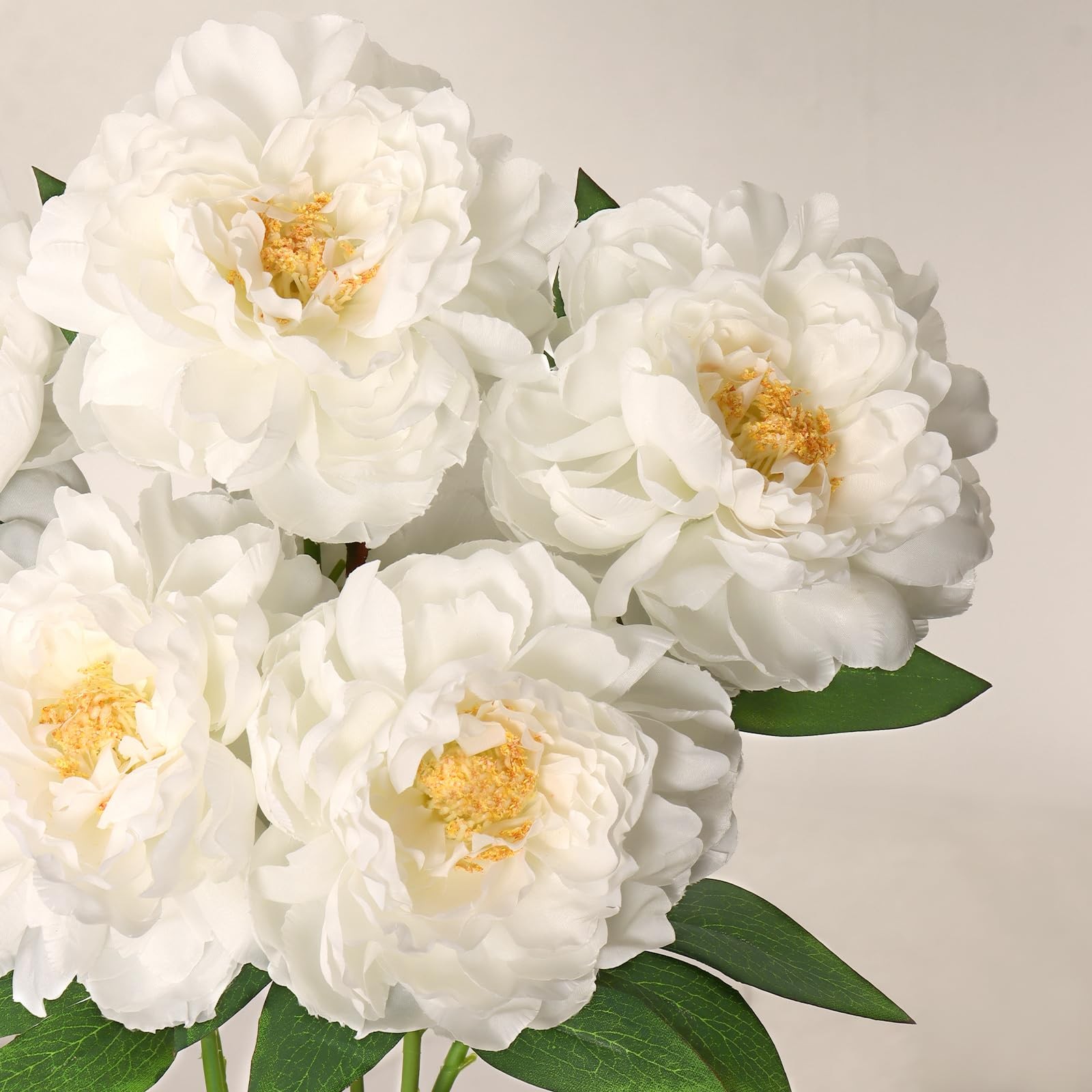 Fake Flowers White Peonies 16 Inch 6 PCS Bulk White Peony Artificial Flower S…