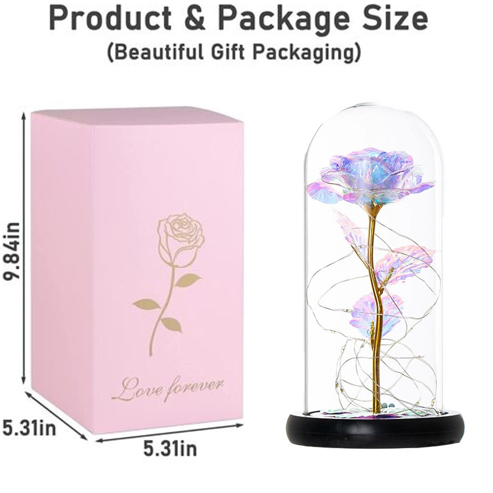Preserved Forever Valentines Day Flower Gifts for Her Glass Light Up Rose Gifts