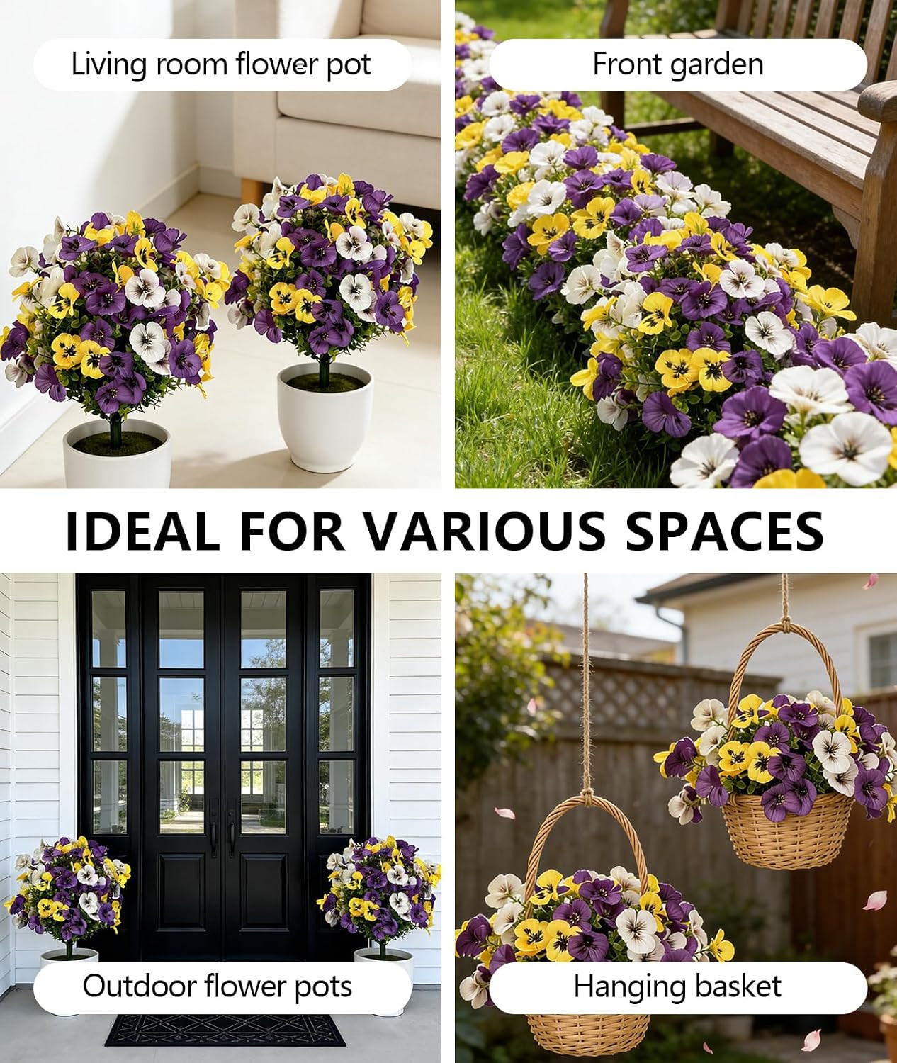 2 Pack Yellow Artificial Petunia Flowers – 23” Tall UV Resistant Decor
