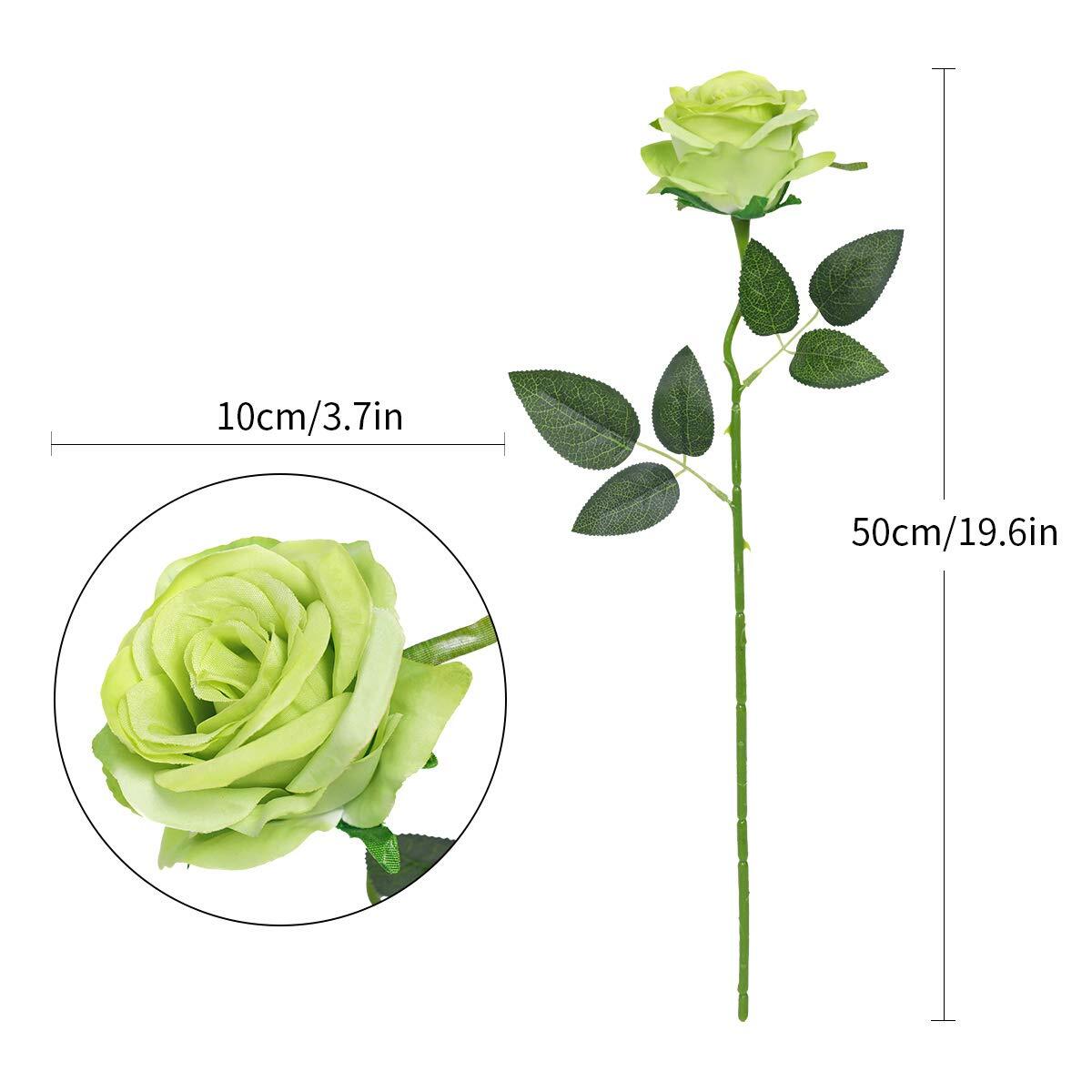 10pcs Green Artificial Silk Rose Flower Bouquet Lifelike Fake Wedding Home Decor