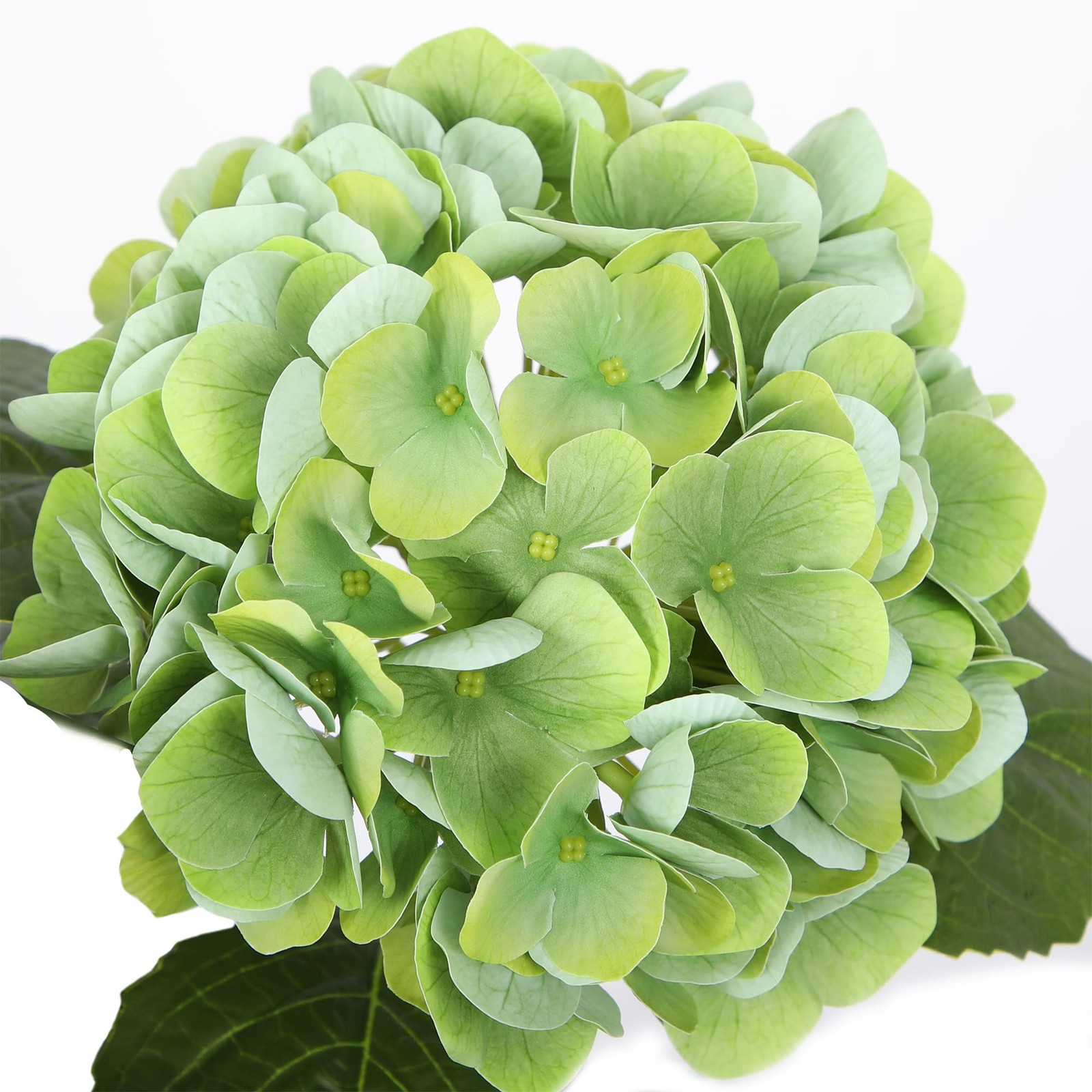 2 Pack Hanging Green Hydrangea Artificial Flowers with 11in Basket, Outdoor F…