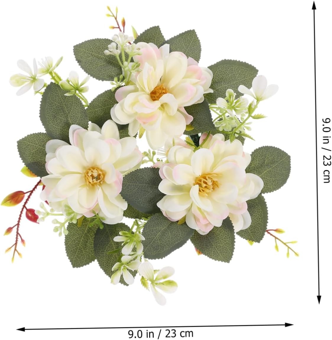 Artificial Floral Candle Ring Wreath Pillar Candles Wedding Party Decoration