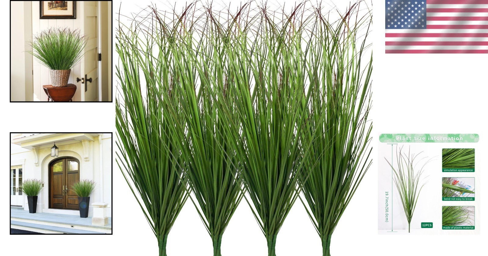 12Pcs UV-Resistant Artificial Grass Plants for Elegant Indoor and Outdoor Decor
