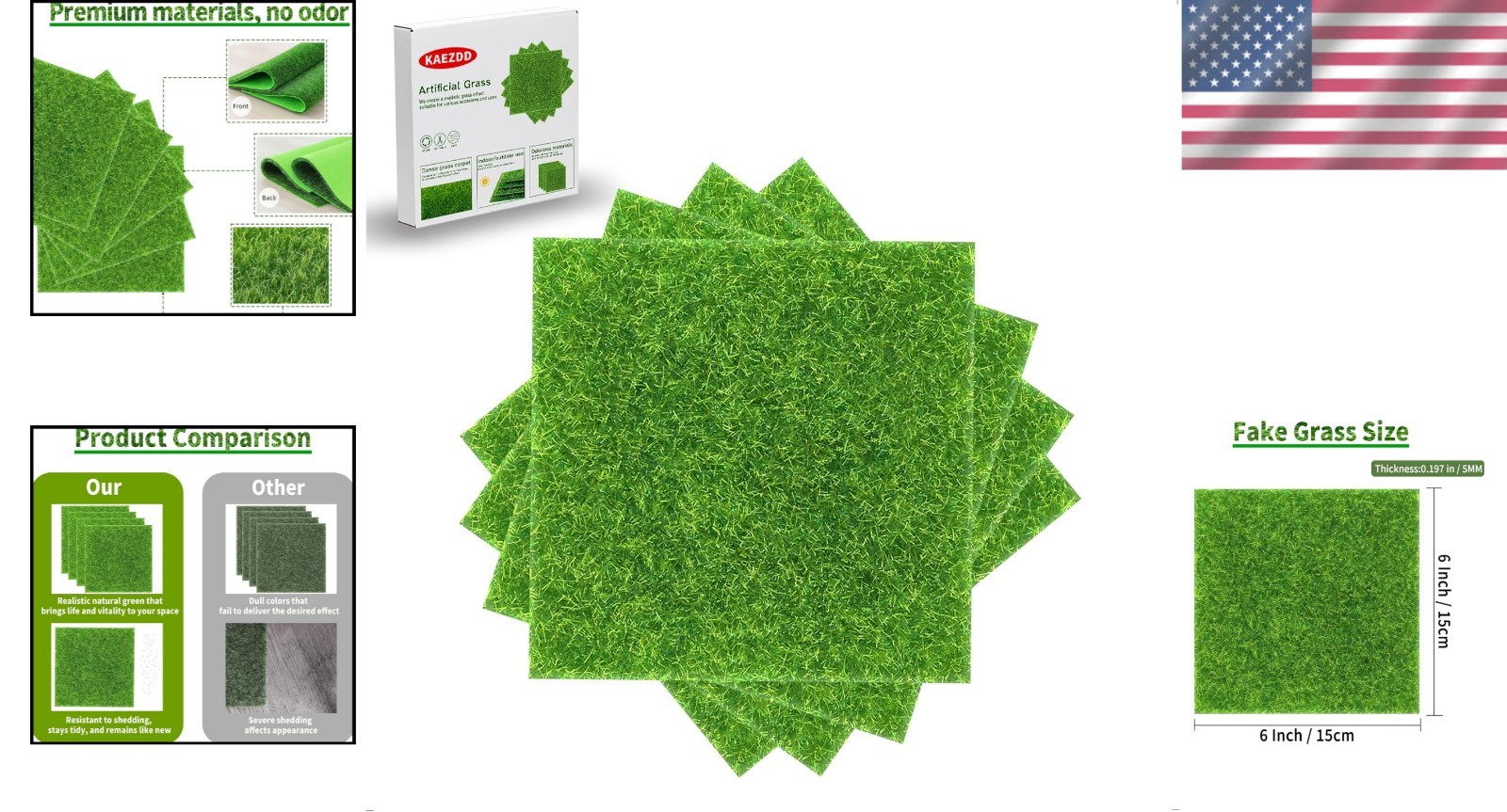 4 Synthetic Grass Squares for DIY Fairy Gardens & Creative Decor Projects