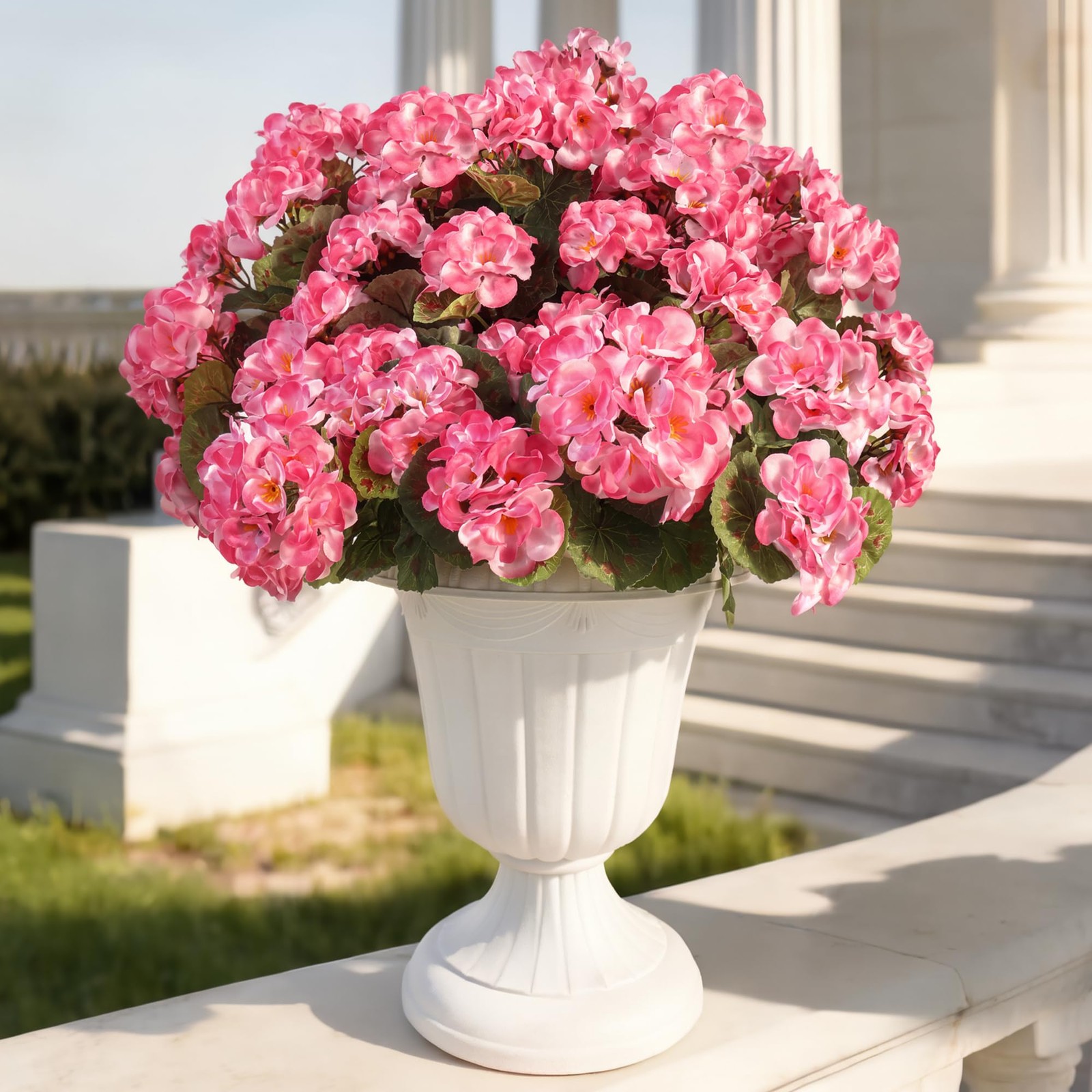 Artificial Geranium Flowers for Outdoors, 6 pcs Silk Geraniums Fake Flowers U…