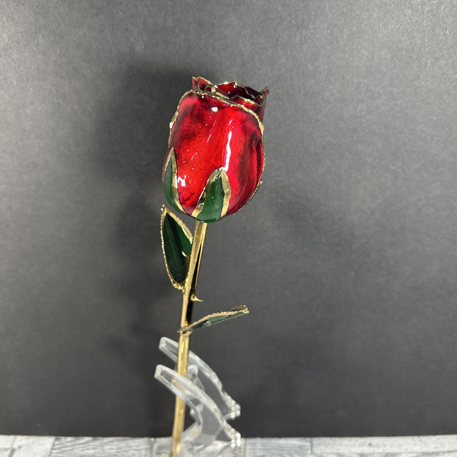 Real Red Rose Preserved Dipped w/ 24k Gold Keepsake Will You Accept This Rose
